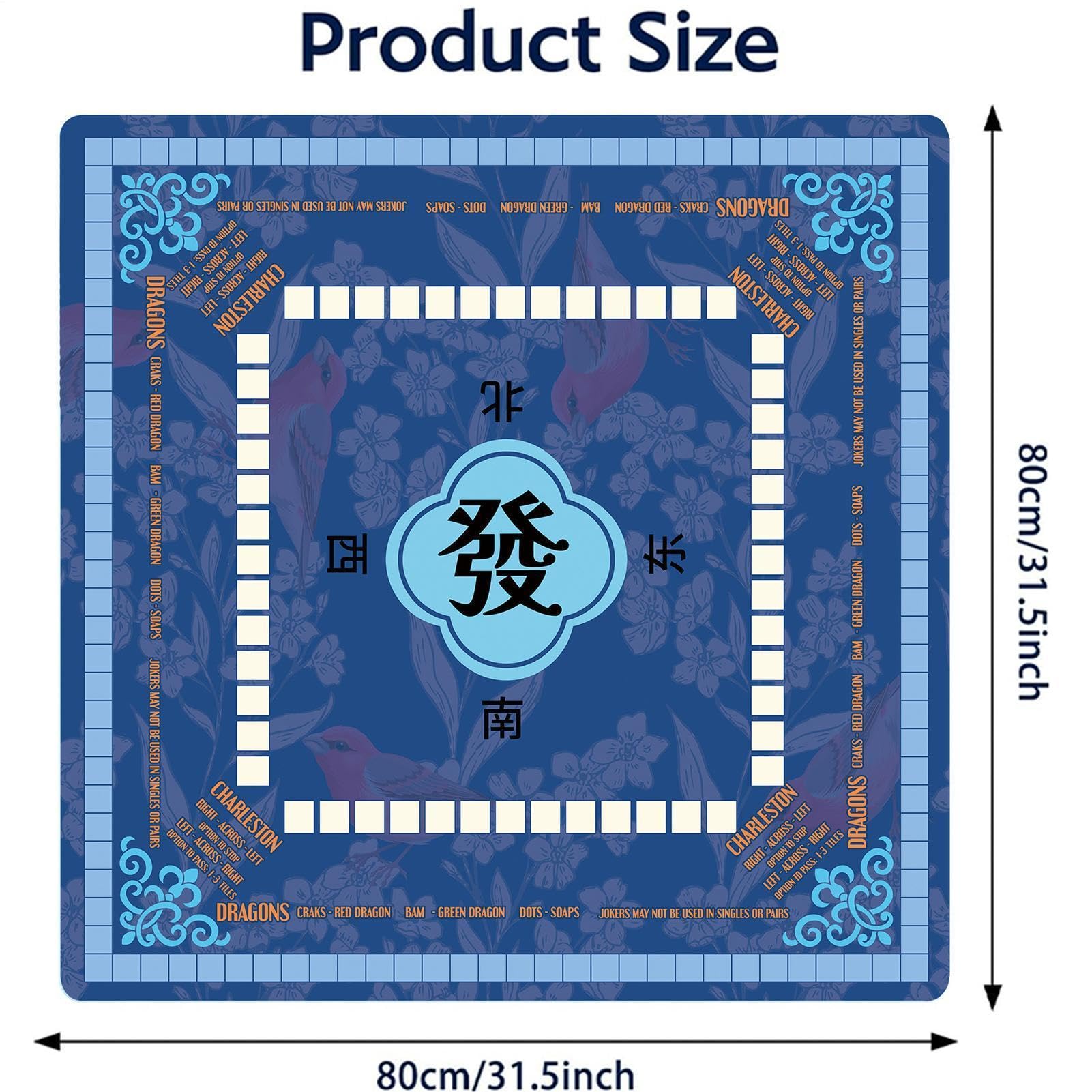 Tapis Mahjong Américain Règles Imprimées, Antidérapant Et Silencieux | Tapis De Table Mahjong En Caoutchouc Pour Soirées , Résidences Seniors, Fêtes-Rassemblements, Voyages Joueurs
