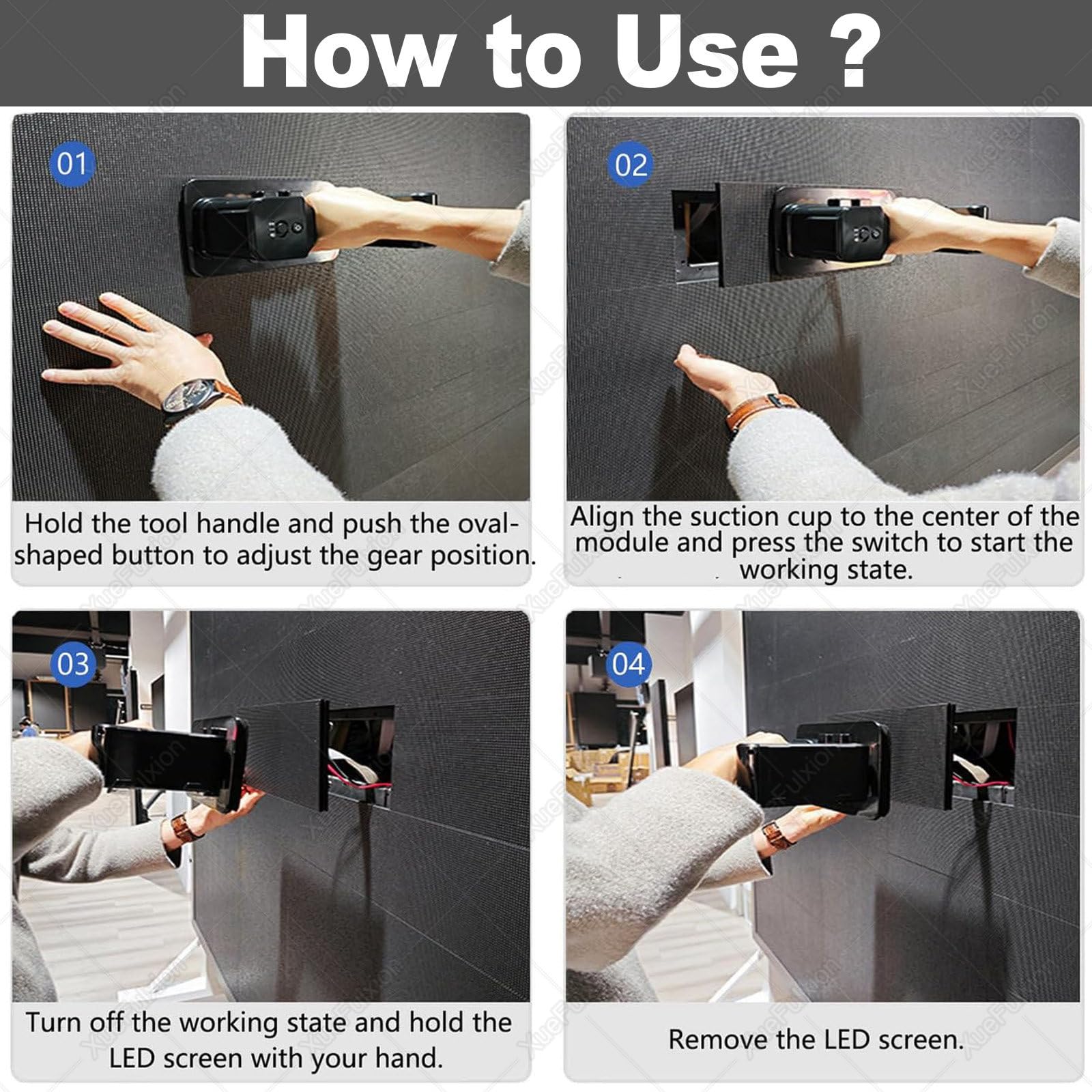 Display LED Elettrico a Manutenzione Frontale con Ventose Portat,3 Cuscinetti Regolabili,Uso Continuo di 20 Minutisollevatore a Vuoto Elettrico per Installatori di Segnaletica Digitale
