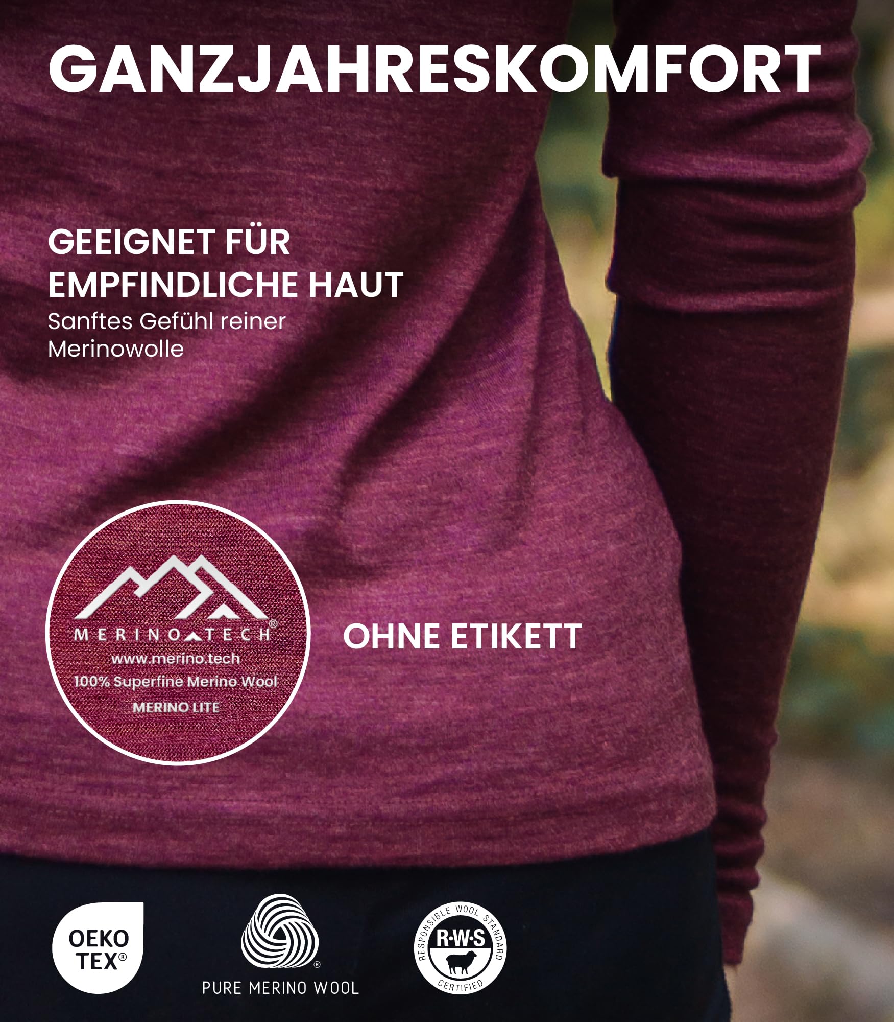 Merino.tech 100% Merino Langarmshirt Damen - Merino Unterwäsche Damen (X-Large, Cream)
