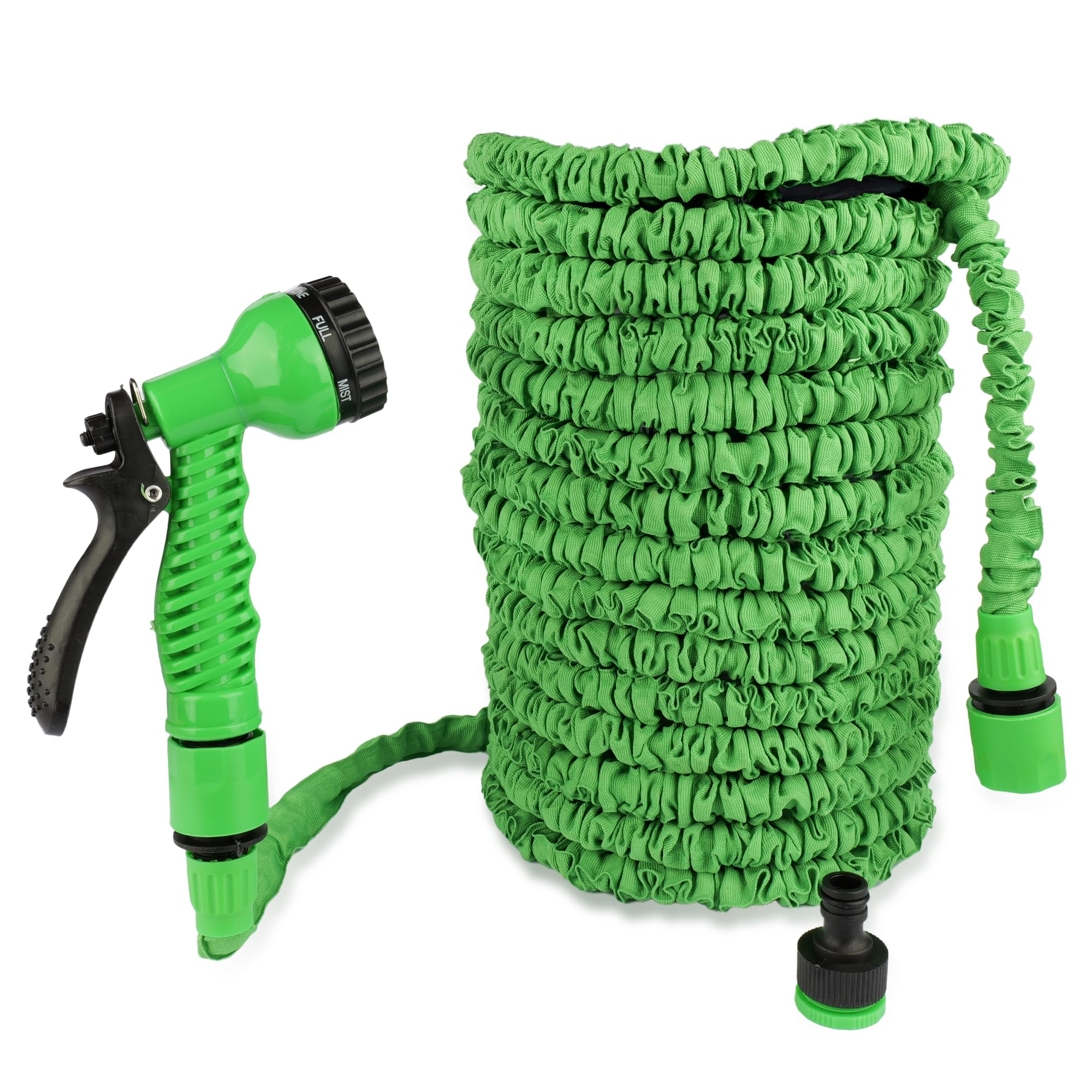 30m Expanding Garden Hose - with 7-Dial Spray Gun, 2 Female Fittings and Threaded Tap Connector, Flexible and Lightweight, Anti Leak, Kink Free, Weather Resistant, 100ft