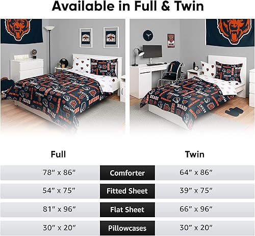 Miniatura 5 de FOCO Juego de sábanas de 5 piezas con logotipo del equipo de la NFL