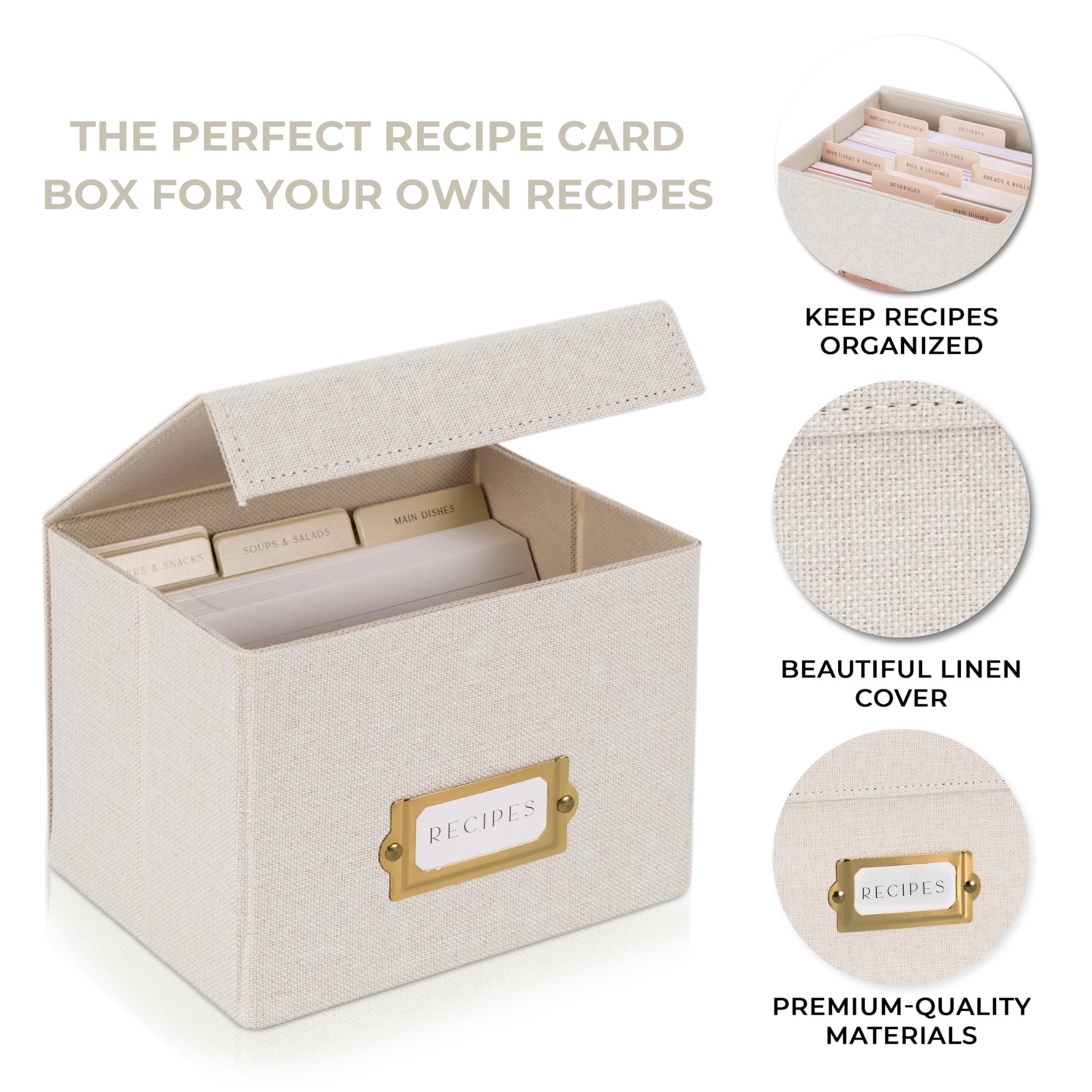 Amazon.com: ZICOTO Beautiful Linen Recipe Box - Fits 4x6 inch