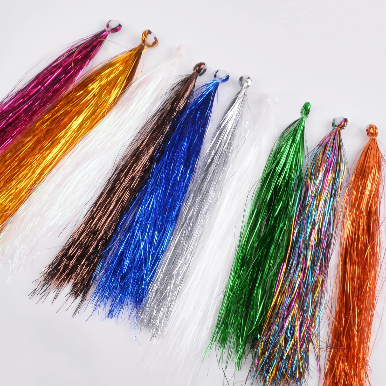 10 Packs Fly Tying Materials Crystal Flash Ripple Holographic Multi-Color Tinsel Flashabou Flies Jig Fly Tying Kit Fishing Lure Making Supplies