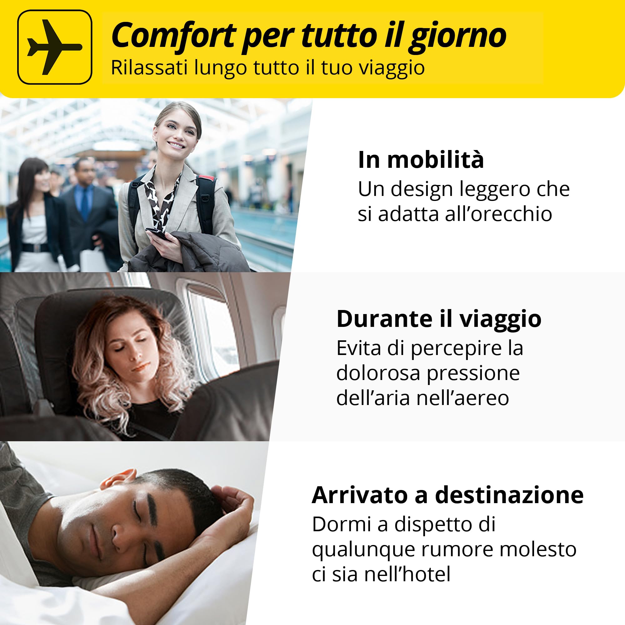 Tappi Alpine FlyFit – Regola la pressione per prevenire dolore al timpano – Filtri morbidi studiati per viaggiare – Materiale ipoallergenico confortevole – Tappi riutilizzabili
