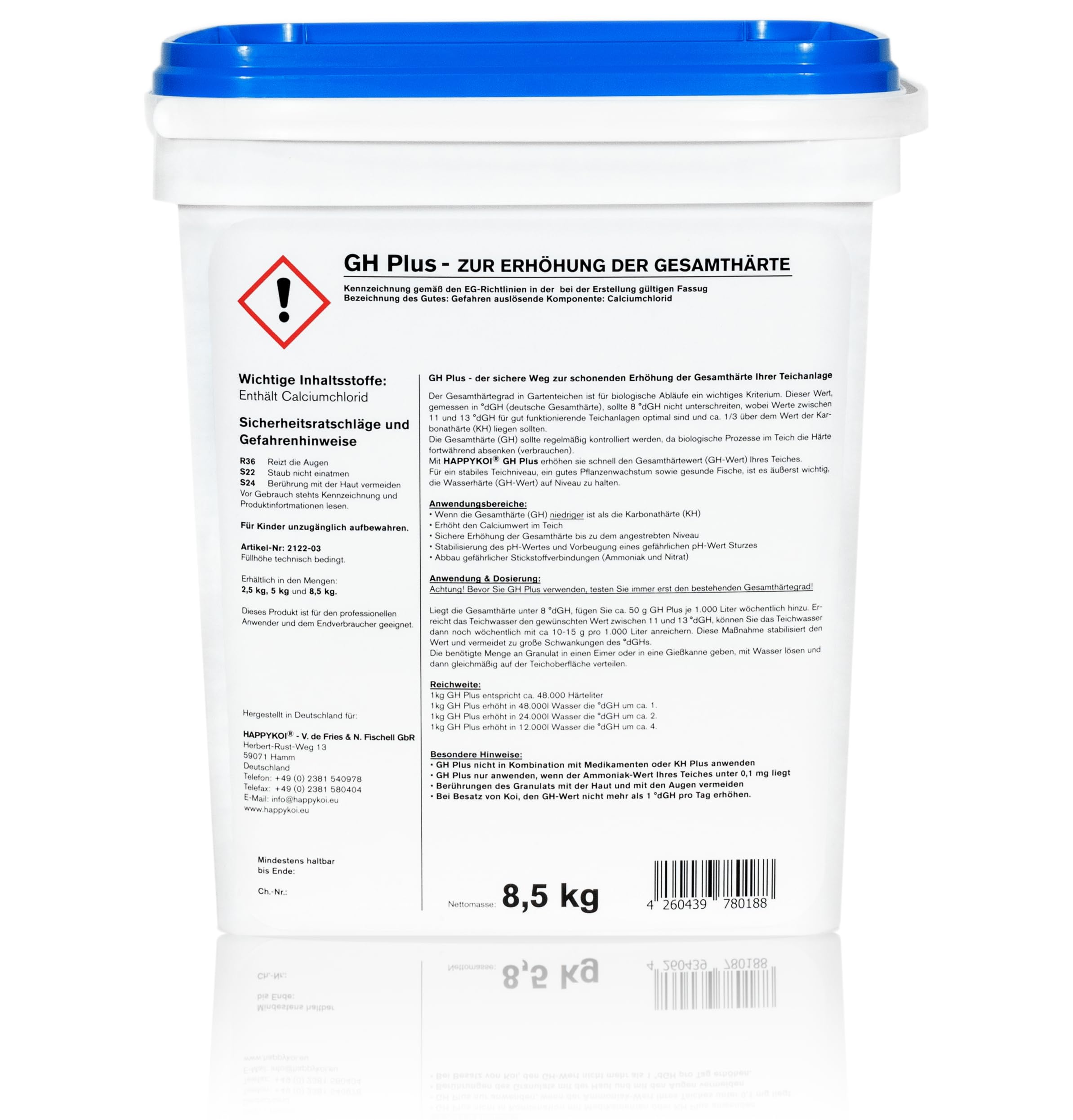 GH Plus 8,5 kg | Zur sicheren Erhöhung & Optimierung der Gesamthärte Wasserhärte Wasserpflegemittel in Granulatform Teichpflege Koi Teich Gartenteich Aquarium Schwimmteich