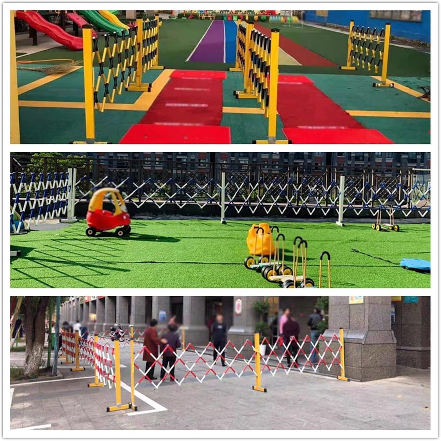 Genérico Barrera de Seguridad portátil y Extensible - Barricada móvil Flexible y retráctil para construcción al Aire Libre, Seguridad Vial, Amarillo y Negro - 1,2 m x 2 m