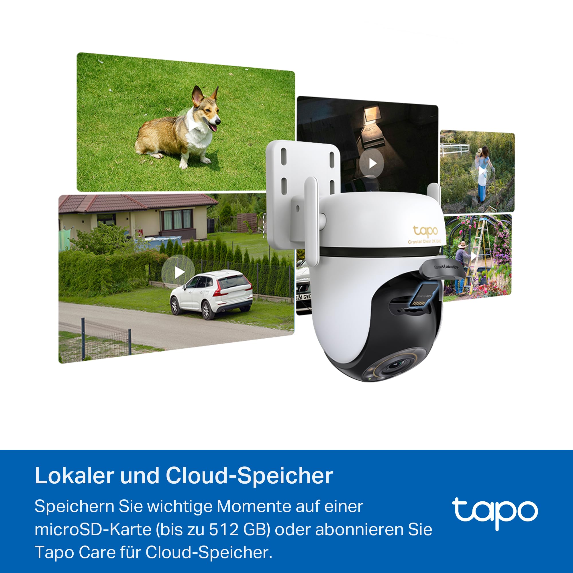 Tapo C530WS 360° Überwachungskamera Außen, 3K 5MP, Starlight Farbe Nachtsicht, KI-Erkennung, Bewegungsverfolgung, WLAN oder Ethernet, microSD-Karte bis zu 512 GB