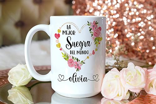 Miniatura 6 de PREZZY Personalizados La Mejor Taza de café Suegra Del Mundo Regalos para el Día de la Madre para mujeres, mamá, abuela, taza de café en español