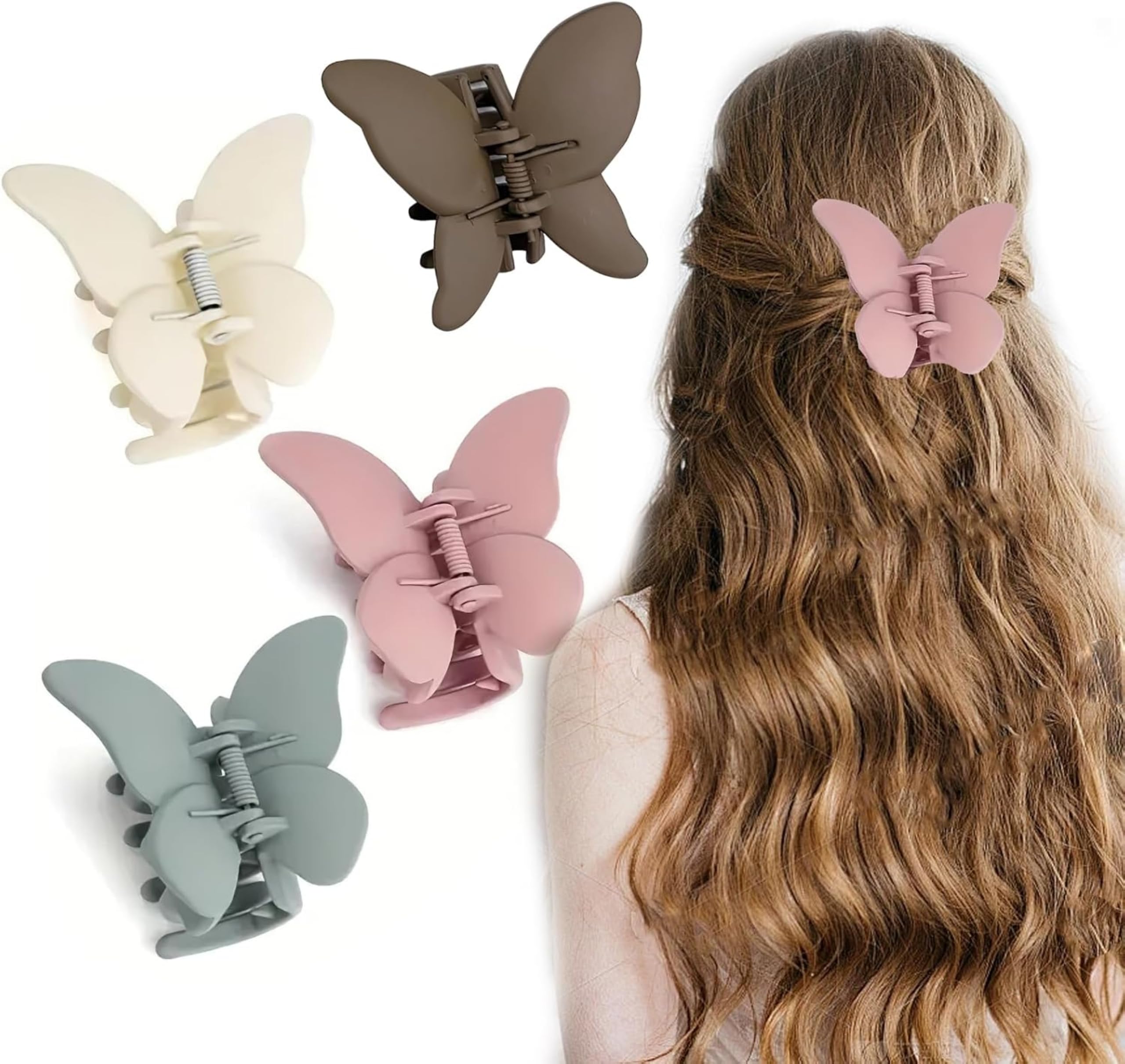 4Pcs Matte Butterfly Hair Claw for Girls Women
