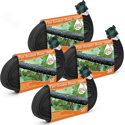 Miniatura 8 de AIODE Manguera de remojo plana de 15 pies para camas de jardín, manguera de goteo resistente, ahorra un 80% de agua para árboles vegetales (15 pies)