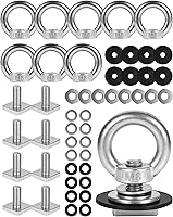 Vista 8 de Anclaje de amarre de montaje en riel T para portaequipajes de techo, perno de ojo en forma de anillo resistente M8, anillos de amarre de tuerca