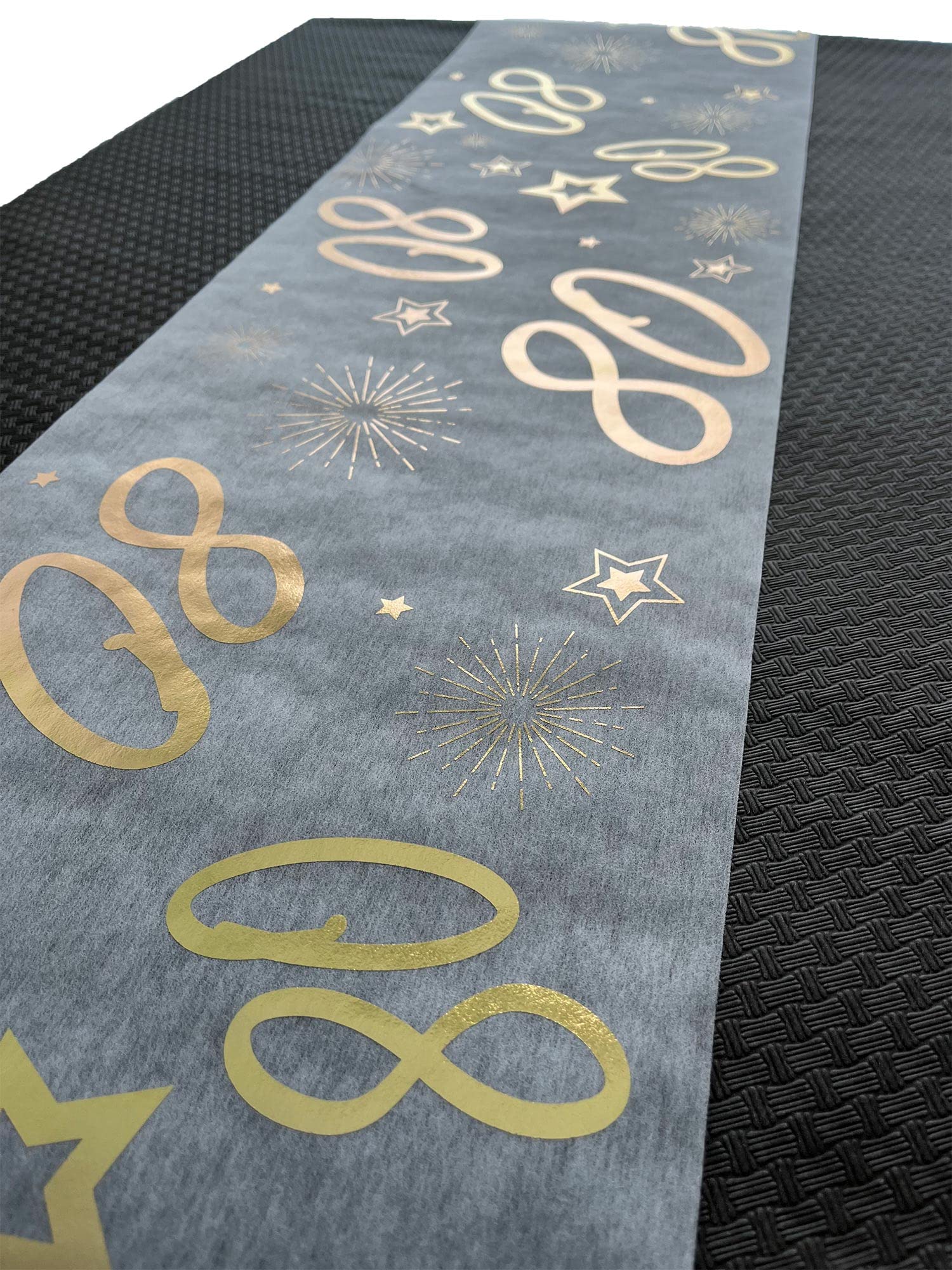 Tafelloper, wit, goud, 50 jaar, 30 cm x 5 m, kunststof, tafelkleed met banner, decoratief lint