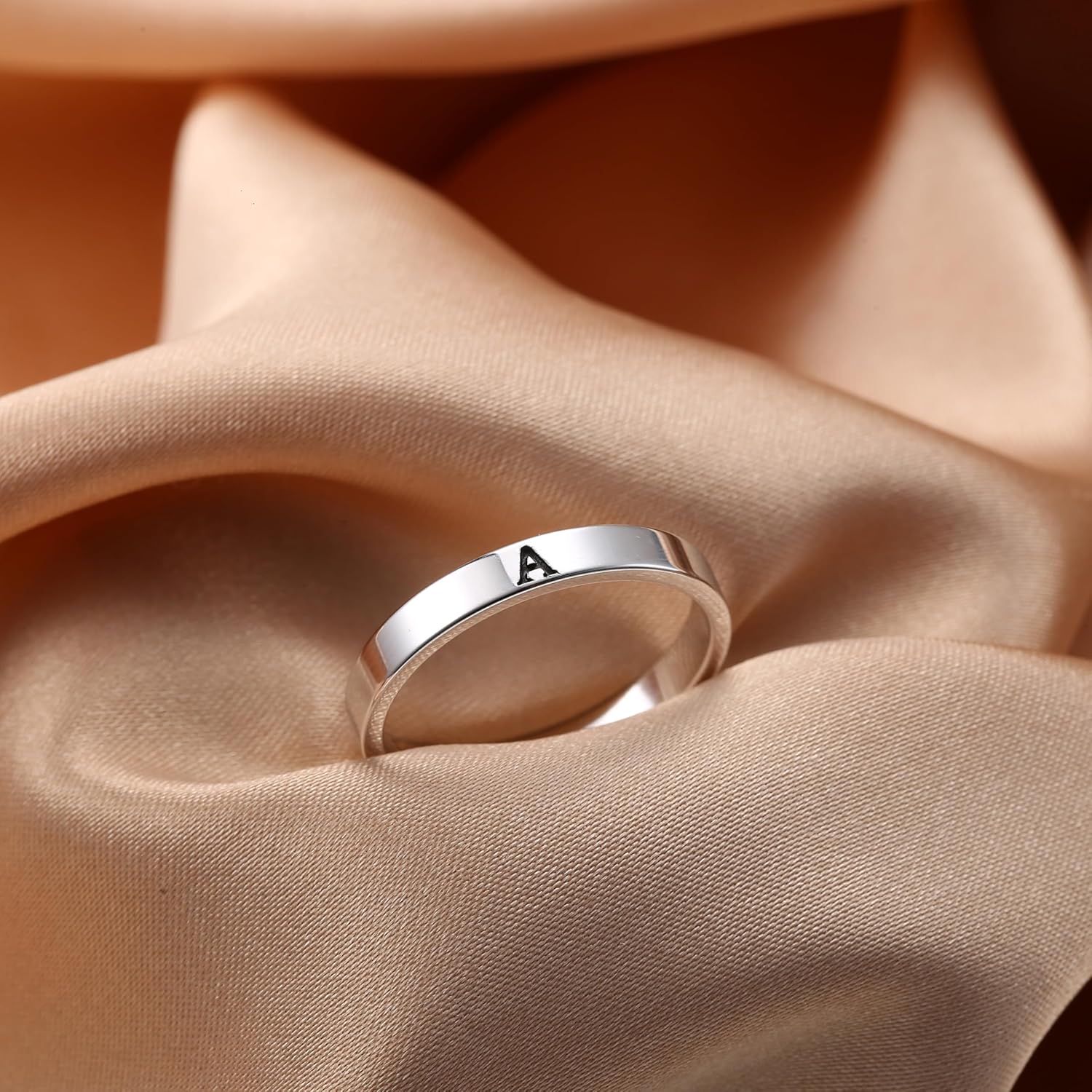 Florideco 925 Sterling Silver Initial Rings for Women Non Tarnish Dainty Stackable Letter Ring Simple Alphabet Thumb Knuckle Rings Trendy Statement Promise Wedding Bands Engagement Rings for Women - Image 2