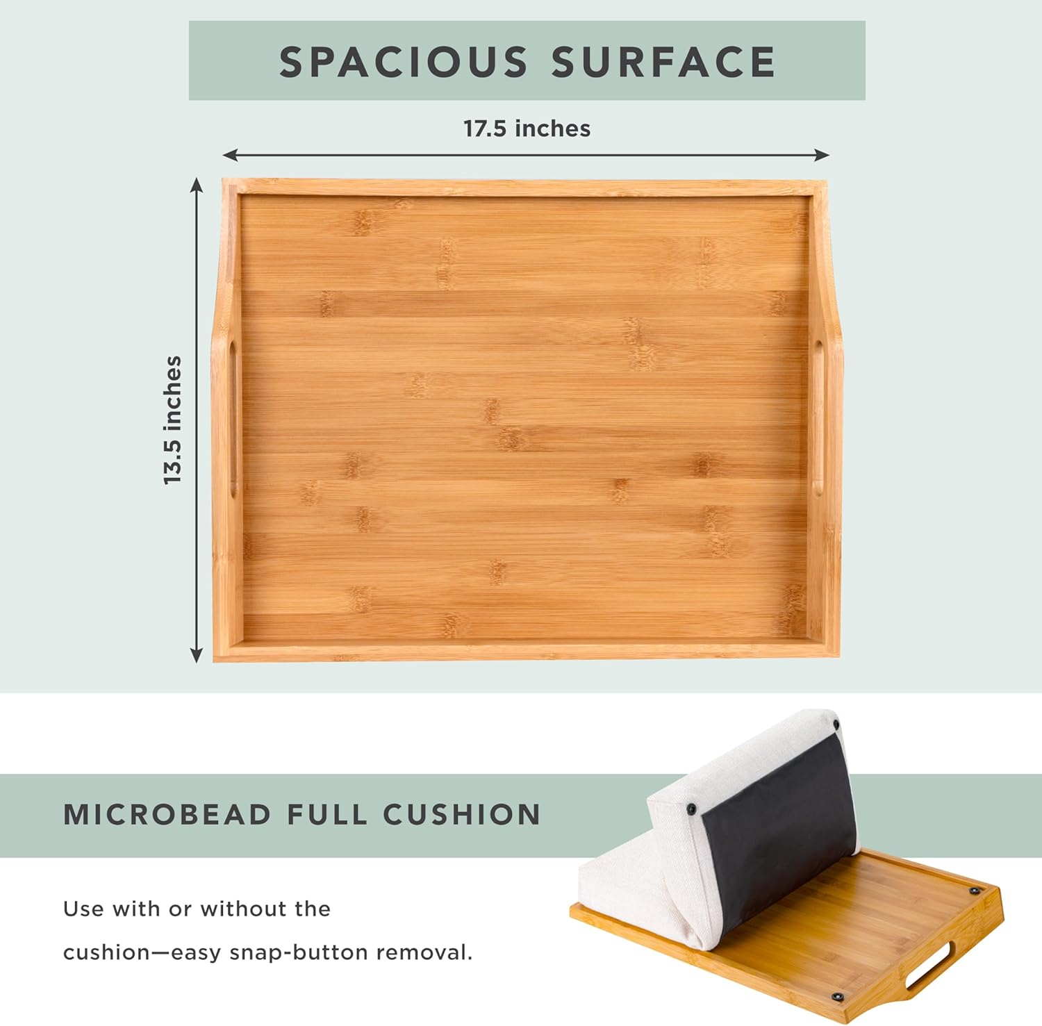 Natural Bamboo Lap Tray with Detachable Cushion