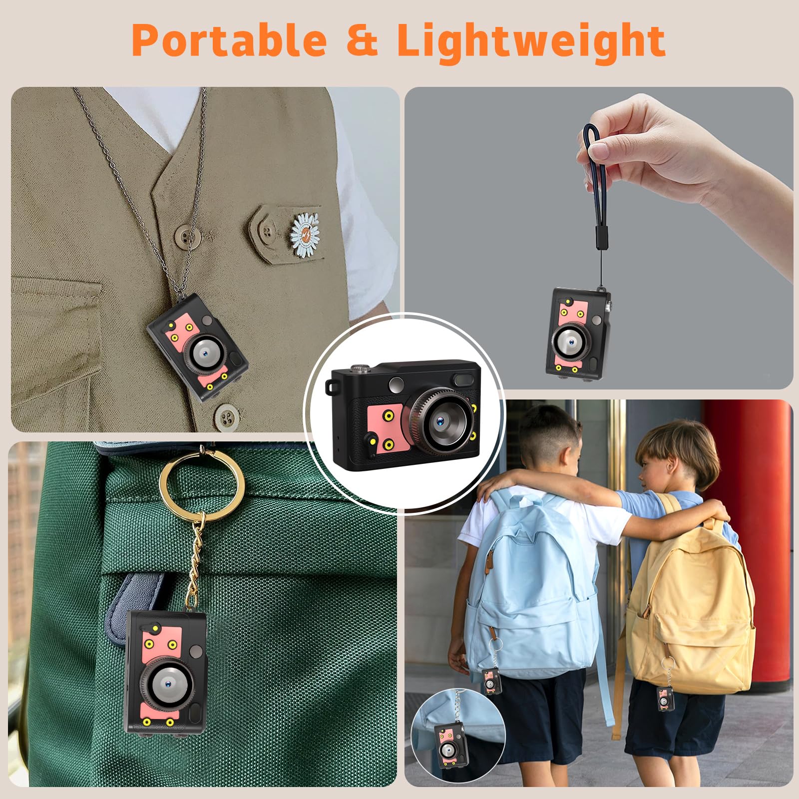 Mini fotocamera digitale retrò FHD 1080p con obiettivo da 2 MP, schermo da 0,96 pollici e adattatore OTG con scheda da 16 GB, fotocamera tascabile compatta vintage per viaggi, bambini, ragazzi