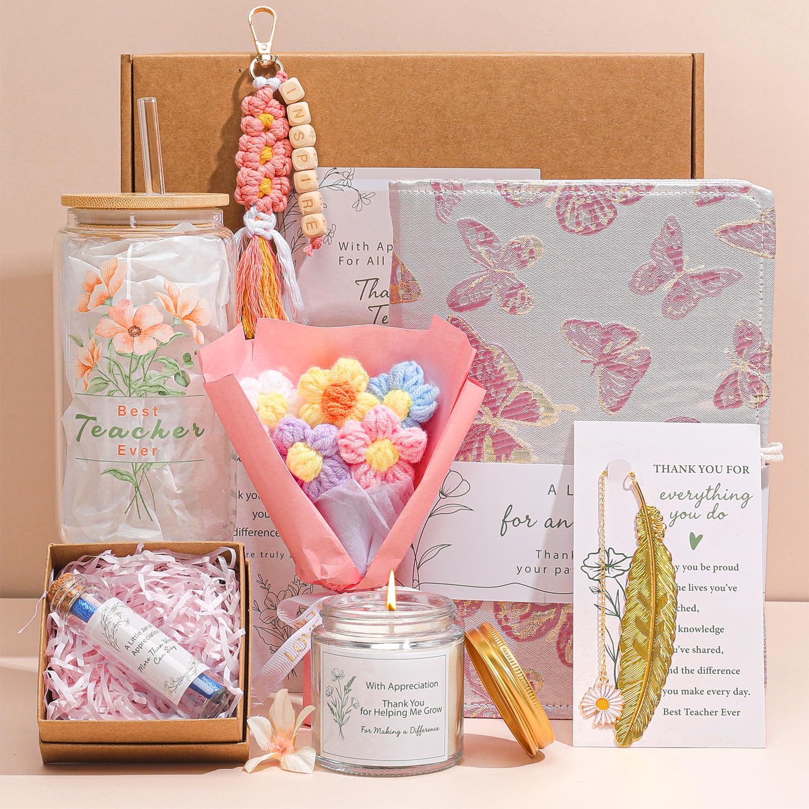 Regalos de agradecimiento para profesores para mujeres, graduación y fin de año, cesta de regalo para profesores, aula, jubilación de Acción de Gracias y cumpleaños, el mejor juego de caja de regalo