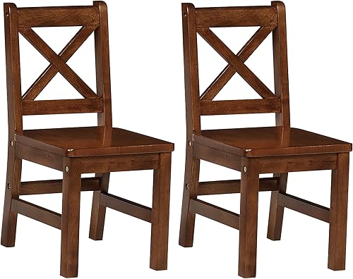 Miniatura 6 de eHemco Juego de mesa y silla de madera maciza para niños (2 sillas incluidas), café, juego de 3 piezas