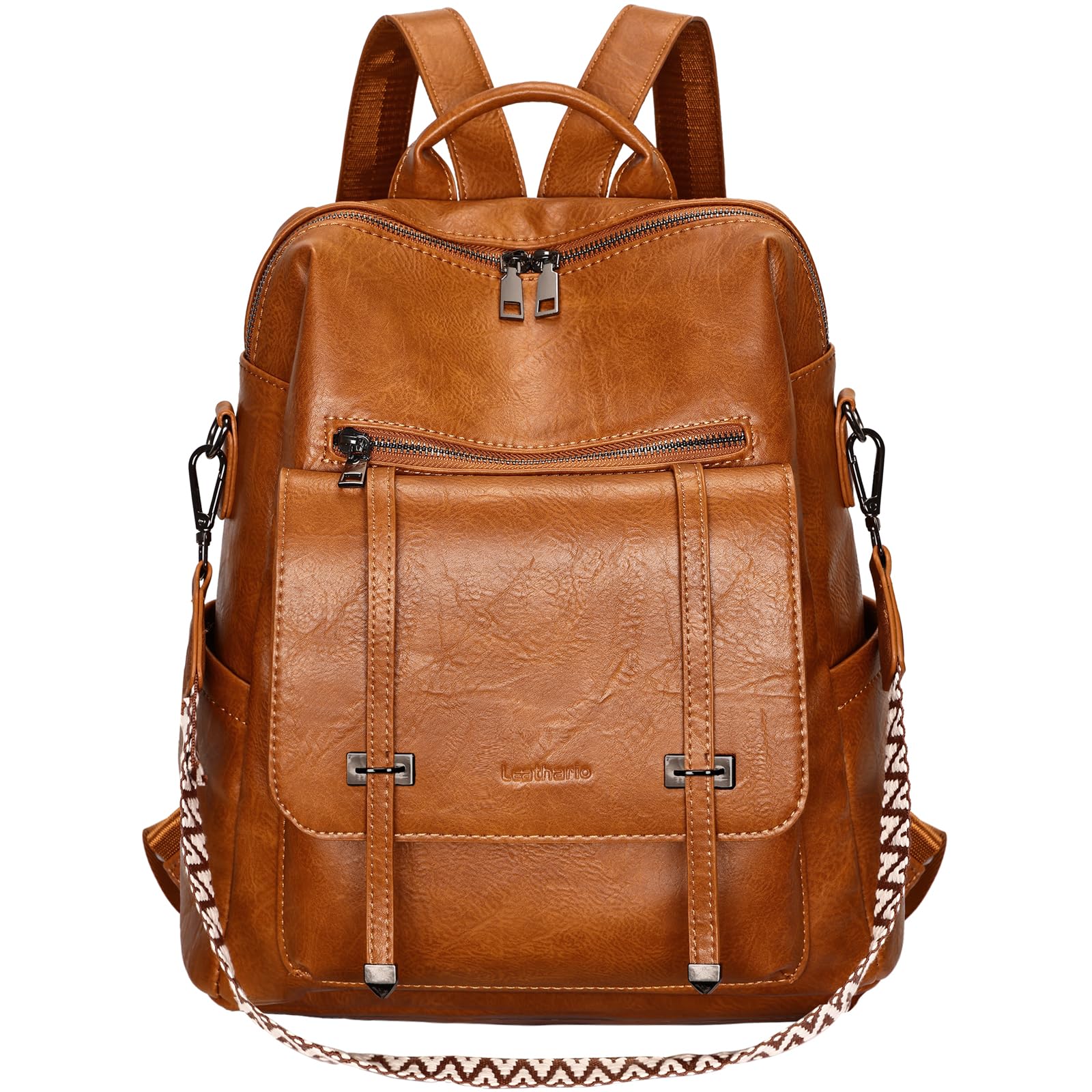 Leathario Zaino Donna in Pelle Vegana Impermeabile Antifurto,Borsa Elegante 3-in-1,Zaino da Lavoro, Viaggio e Uso Quotidiano