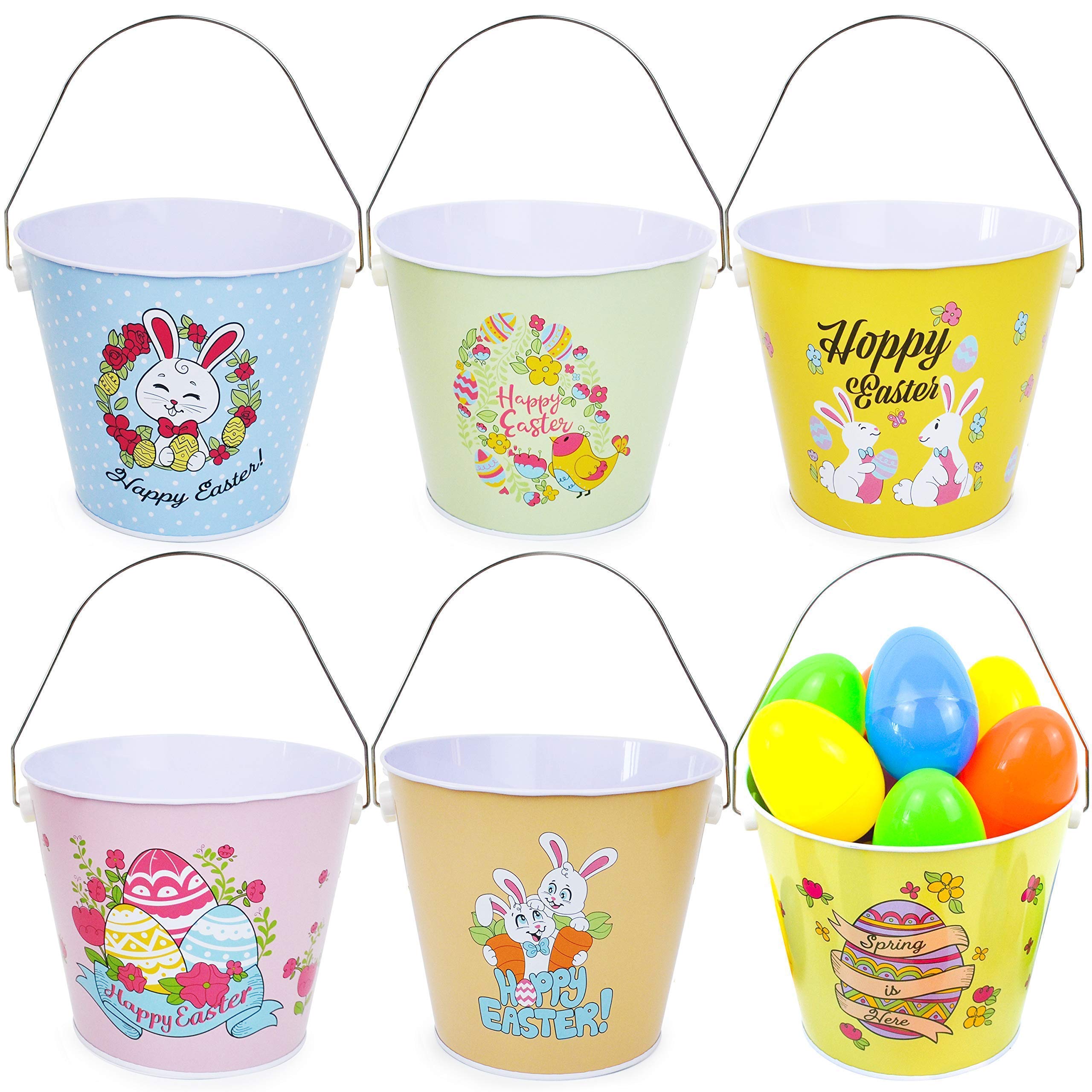 Buy JOYIN 6 Pcs Easter Metal Buckets Easter Bunny Pail Baskets for