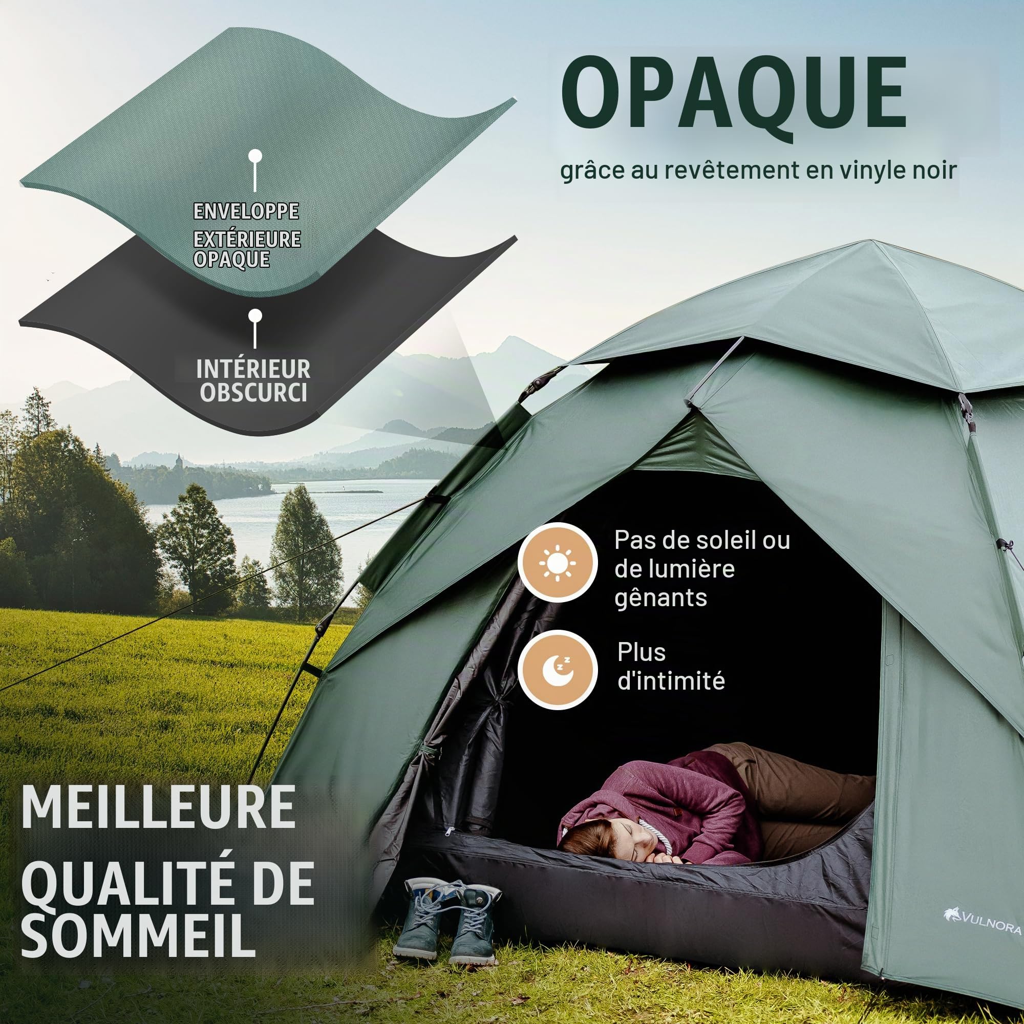 Tente pop-up pour 4 personnes - Étanche - Colonne d'eau de 5000 mm - Tente à lancer pour 1 à 4 personnes - Montage et démontage en quelques secondes - Tente de plage avec protection UV -