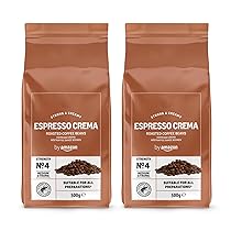 by Amazon Espresso Crema in chicchi, tostatura chiara, 1kg, 2 Confezioni da 500g – Certificato Rainforest Alliance, Caffè in grani