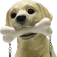 Vista 3 de Nature's Mark Labrador Retriever - Estatua de cachorro para perro con letrero de bienvenida reversible y letrero de marcha de resina, decoración