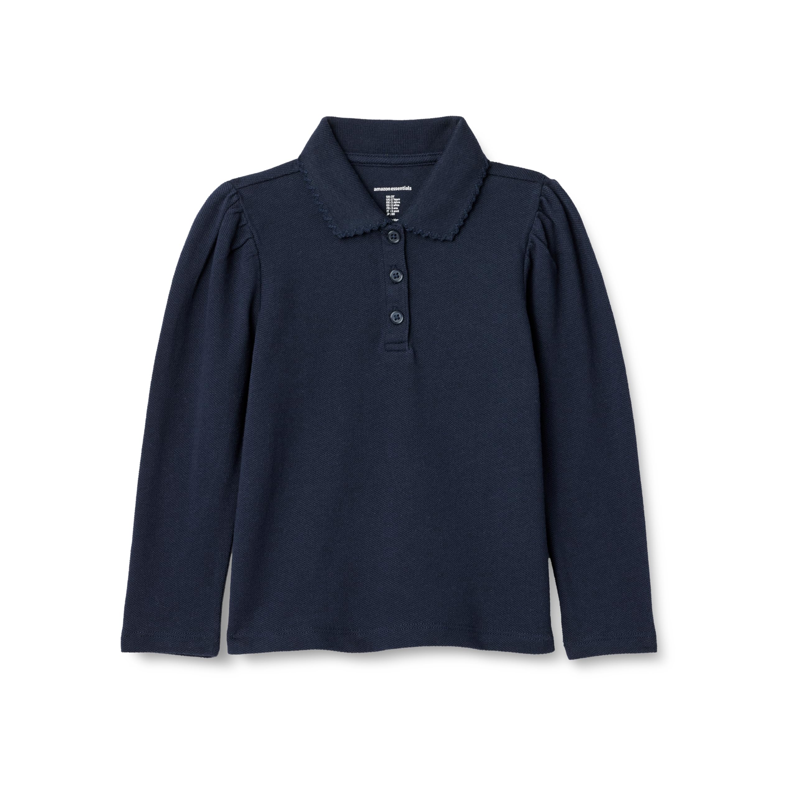 Amazon Essentials Girls and Toddlers' Uniform Pique Long Sleeve Polo Shirt