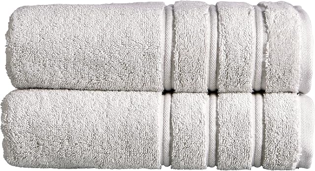 Christy Antalya Large Bath Towels | Set of 2 | 100% Turkish Cotton | 600GSM | Soft Plush Luxury Towel Set | 70 cm x 125 cm | Quick Dry | Lunar Grey