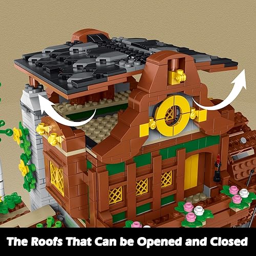 Miniatura 3 de Beberlu Kit de construcción de casas de molino de agua, ideas medievales europeas, bloques de construcción de 2312 piezas, kit de construcción de