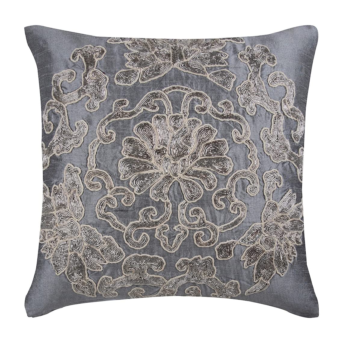 The HomeCentric Decorative Cushion Covers Pack of 2, 55x55 cm (22"x22") Grey, Silk Throw Cushion Covers, Cushion Covers, Contemporary Pillow Covers - Ottomon Dome