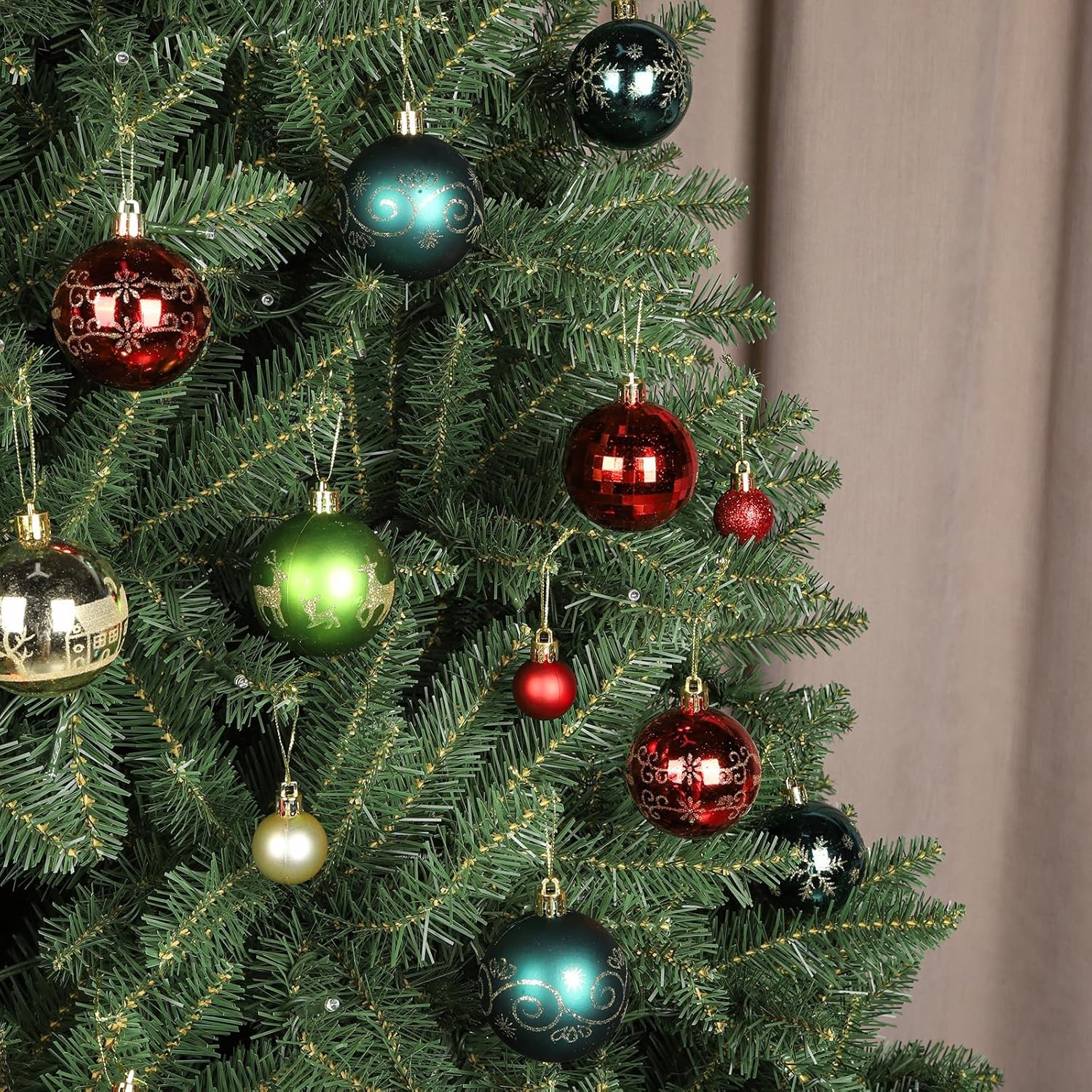 VRB Dec 44 Pcs Christmas Balls Ornaments Shatterproof Gold Xmas Trees Parties Decorations Balls for Holiday Wedding Party Decoration,with Hanging Hole (44 Pcs Design 3) 4