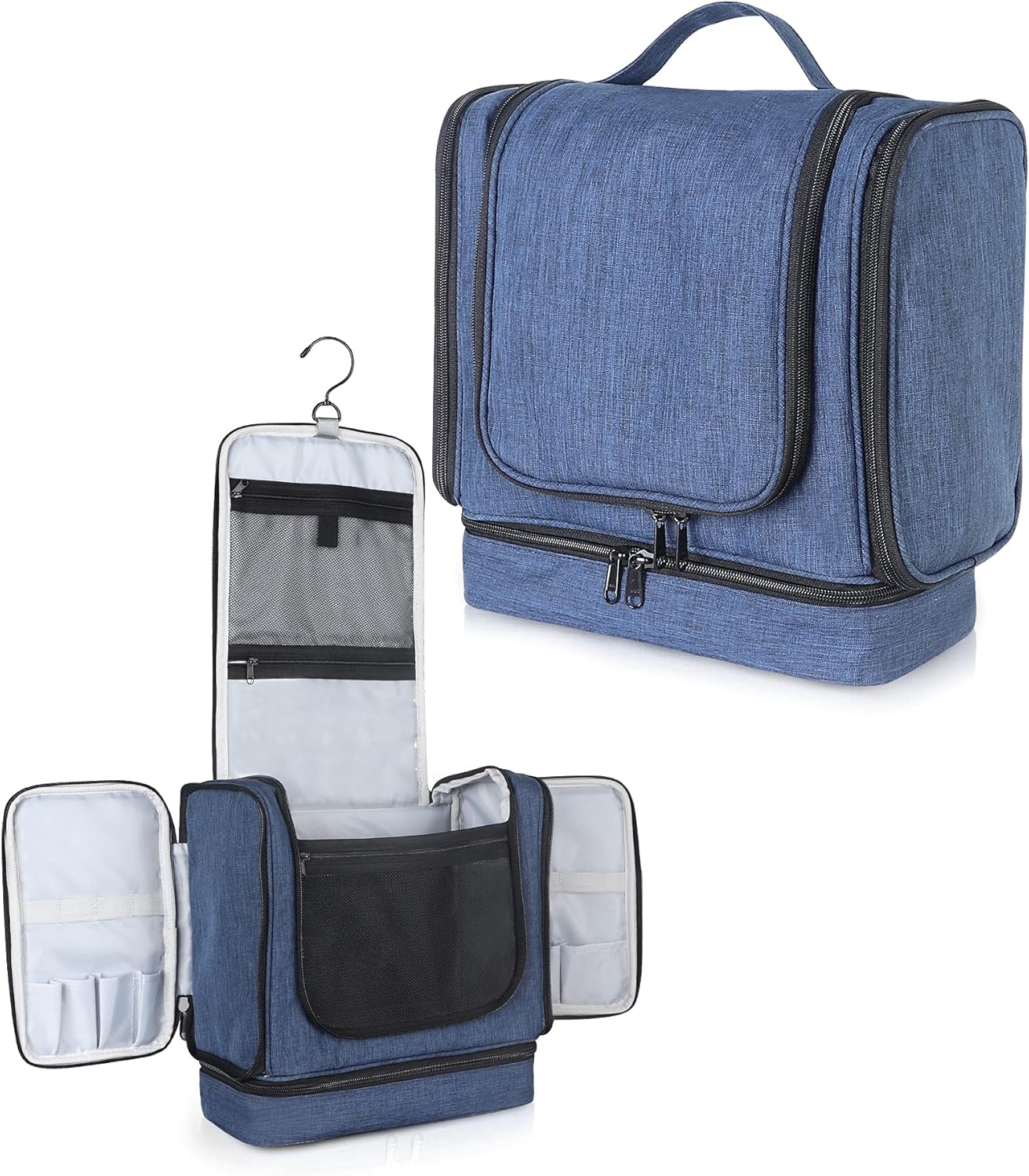 Muama Hanging Travel Toiletry Bag for Men and Women-Portable Waterproof Bathroom Shower Bag,Travel Organizer Kit with Elastic Band Holders for Toiletries, Cosmetics, Makeup, Brushes(Gray) : Beauty & Personal Care