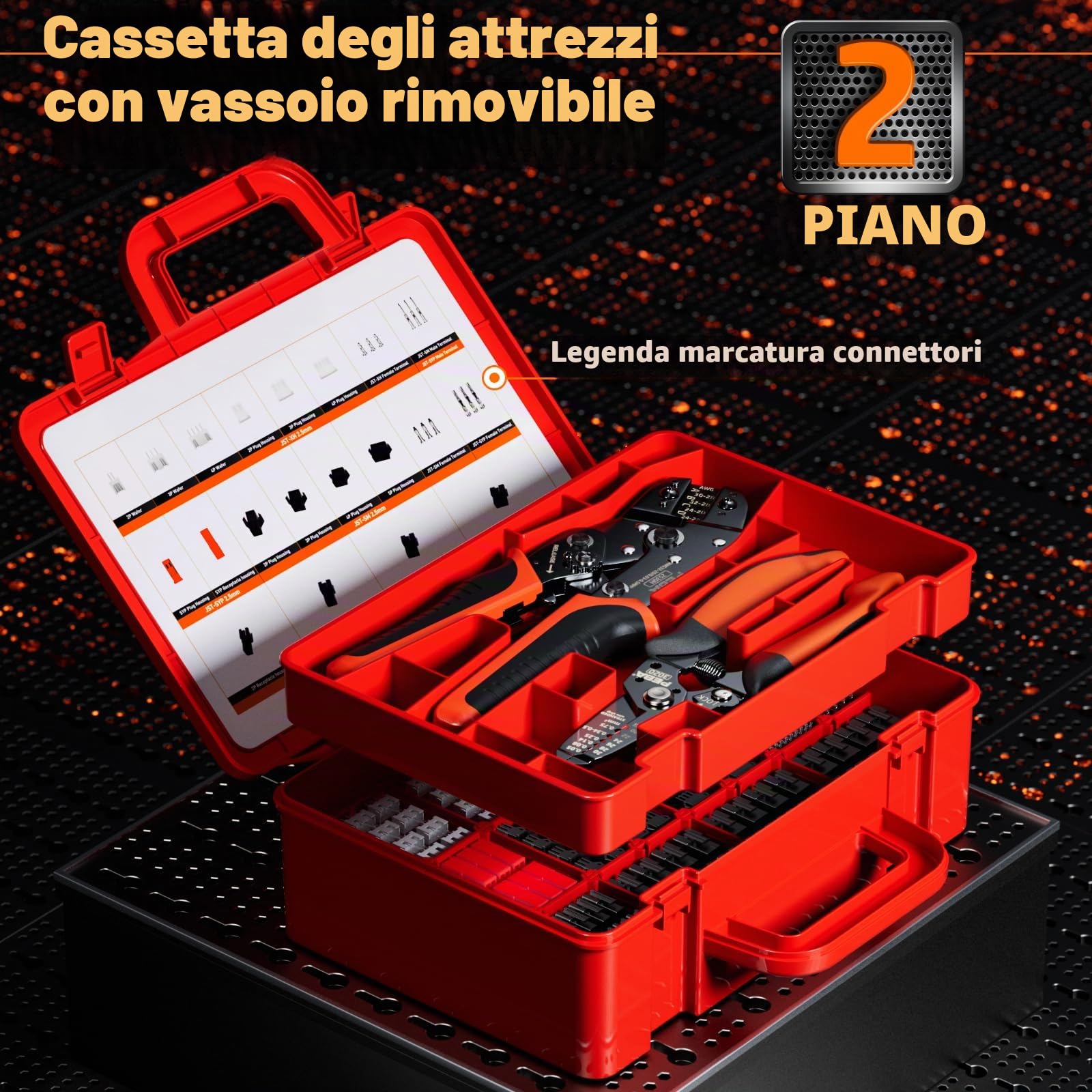 PEBA Set di Pinze Crimpatrici JST, con pinze a crimpatura, 20 stili connettore JST-XH, JST-SM e SYP, Pinza Spellacavi, Pinze Crimpatrici 0,03-0,5mm² per JST(XH/SM/PH/SYP), VH3.96 mm, 2.54mm, Molex