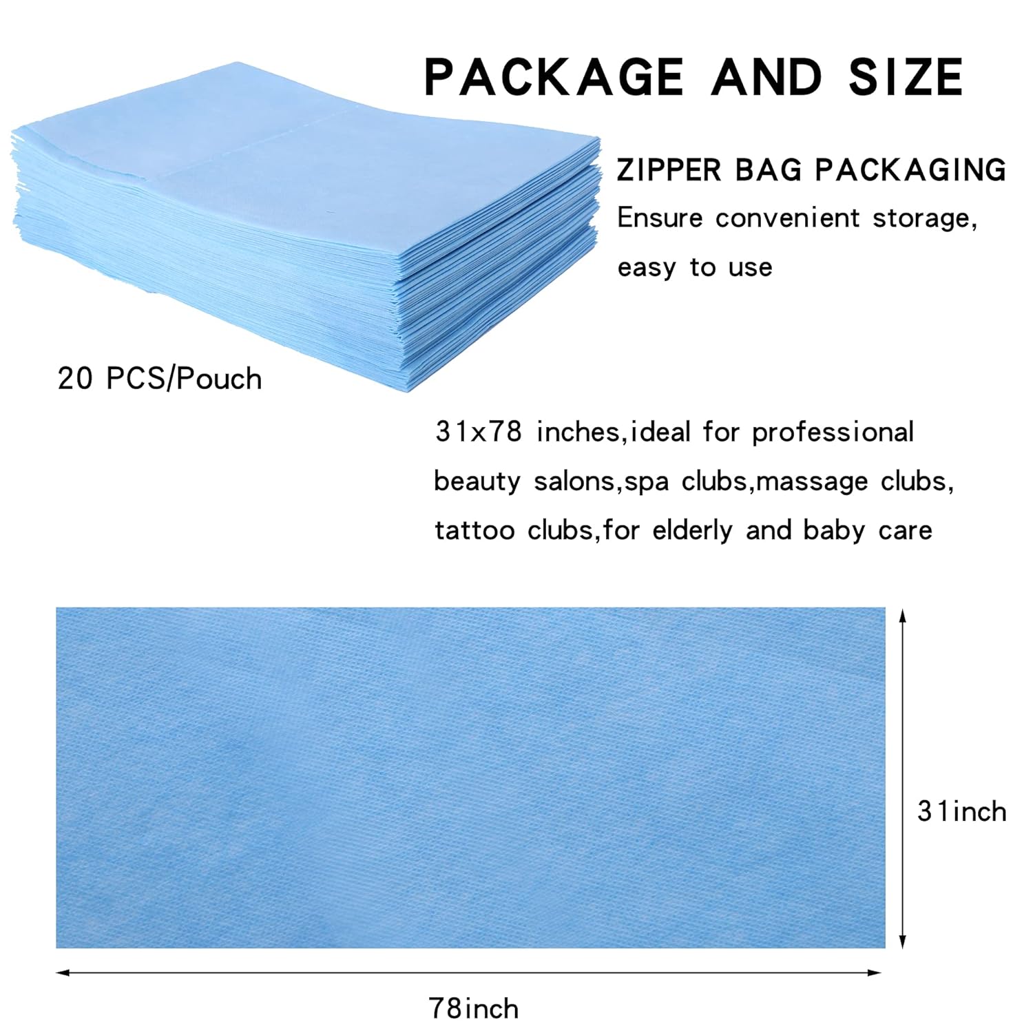 Uralili 20 Pcs Massage Table Sheets Sets Waterproof And Oil Proof Disposable Spa Bed Sheets Non-Woven Fabric Lash Bed Cover 31" X 70"(Blue), 180 Threadcount, Solid Uralili 20 Pcs Massage Table Sheets Sets Waterproof And Oil Proof Disposable Spa Bed Sheets Non-Woven Fabric Lash Bed Cover 31" X 70"(Blue), 180 Threadcount, Solid
