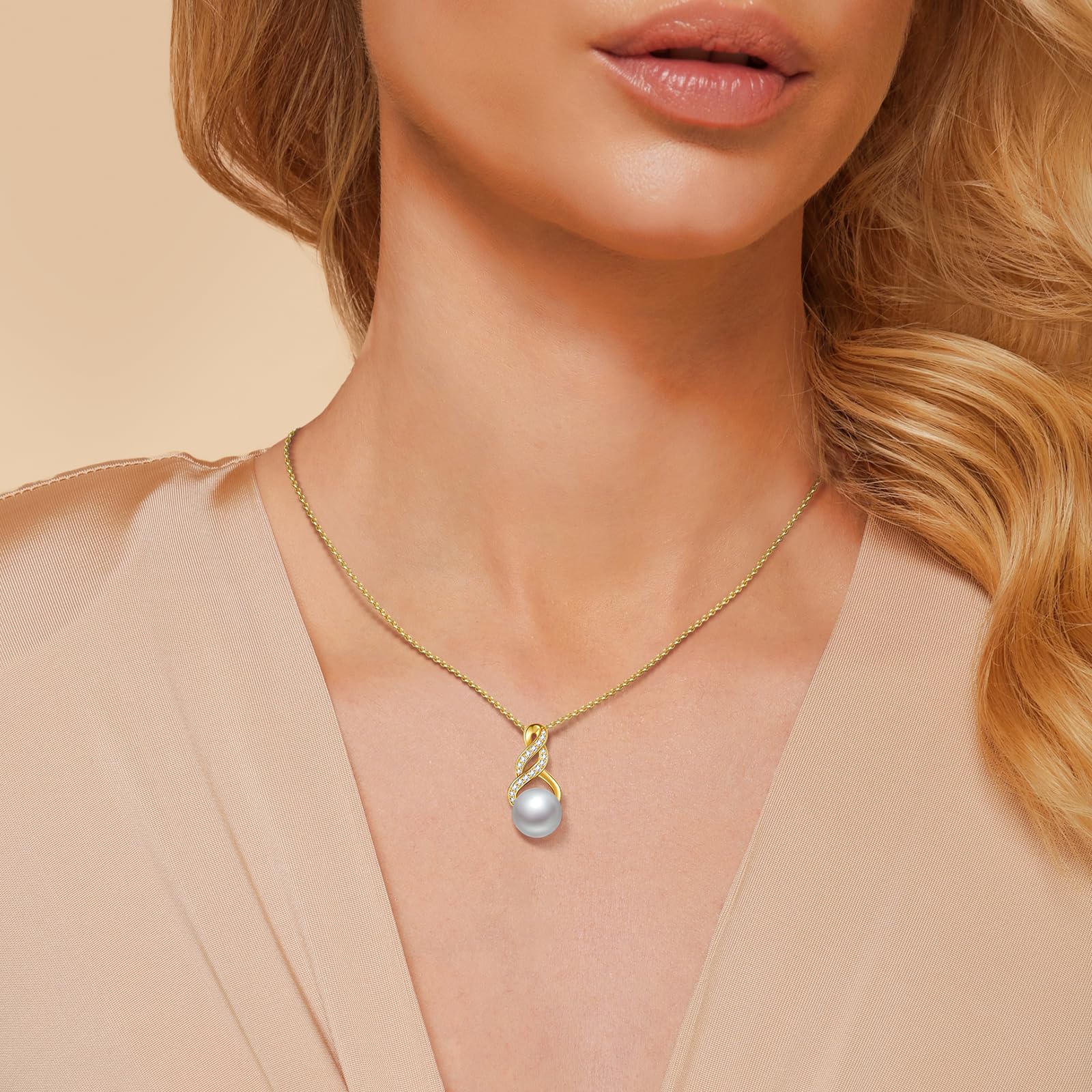 BONLAVIE Perlen Halskette und Ohrringe Set für Damen Rhodium-/Goldplatiert 925 Sterlingsilber Perlen Schmuckset Jubiläum Geburtstagsgeschenk für Sie Verpackt in einer Eternal Rose Box