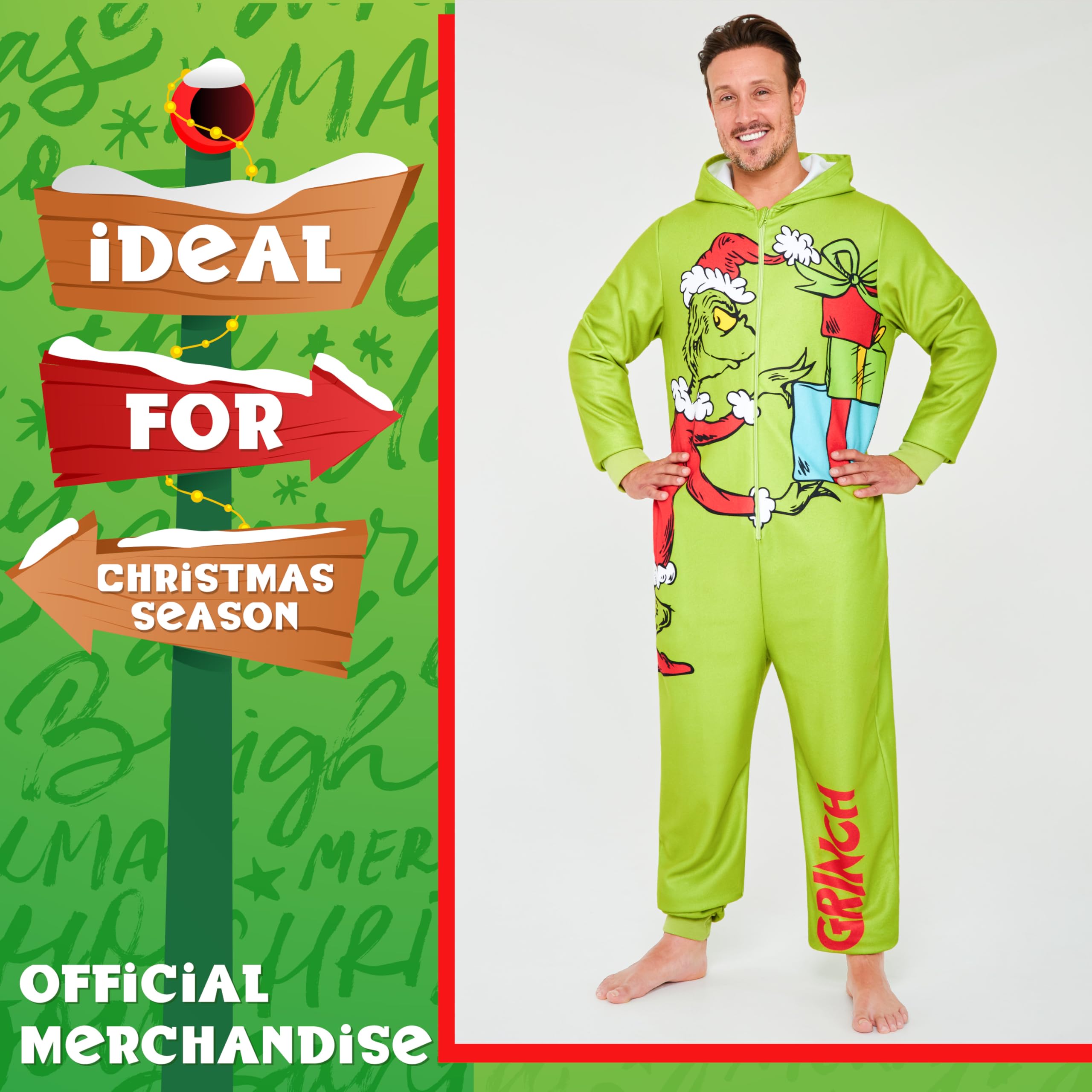 The Grinch Męski polarowy kombinezon z kapturem