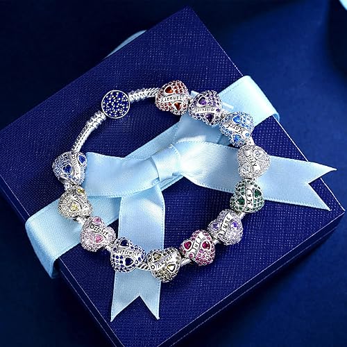 Miniatura 5 de Dijes de piedra natal para pulsera de plata de ley 925 colgantes para pulseras y collares con circonita cúbica 5A, regalos de cumpleaños para el día