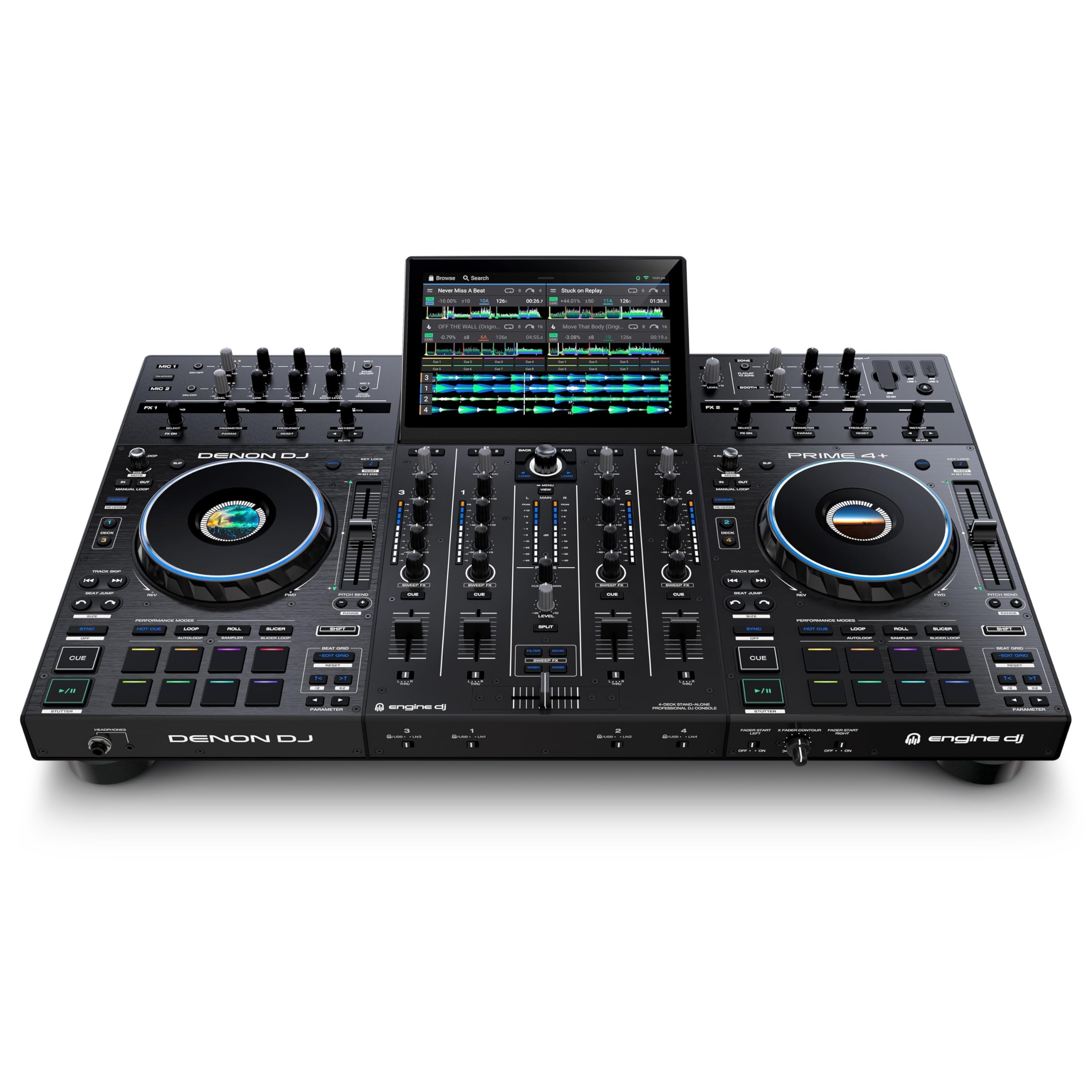 Denon DJ PRIME 4+ Standalone DJ-Controller & Mixer mit 4 Decks 