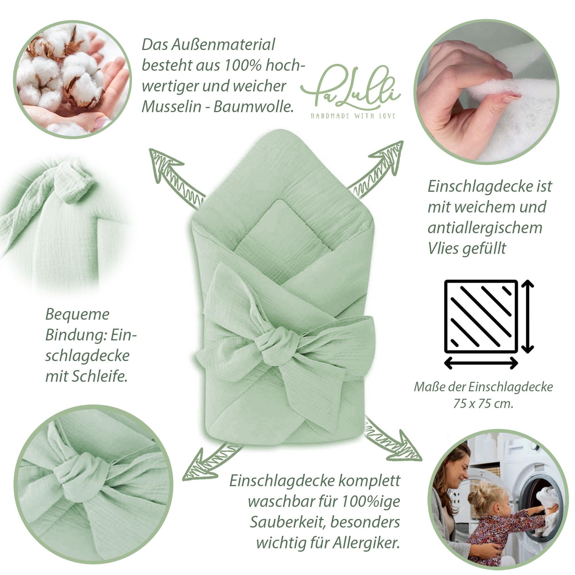 PALULLI® Zestaw 2 w 1, gniazdo i koc, 100% muślin, ochraniacz dla dzieci, ochraniacz dla niemowląt, ochraniacz na drzwi