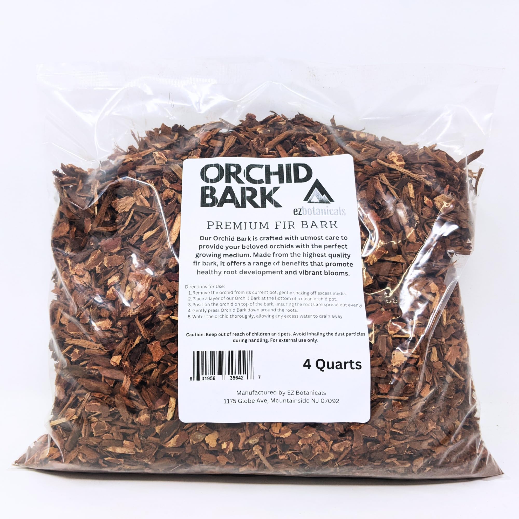 Orchid Fir Bark - Heat Treated - for Orchids, Bromeliads, Epiphytic Cacti, Carnivorous Plants, Anthuriums, Philodendrons, and Anthuriums (4 Quart)