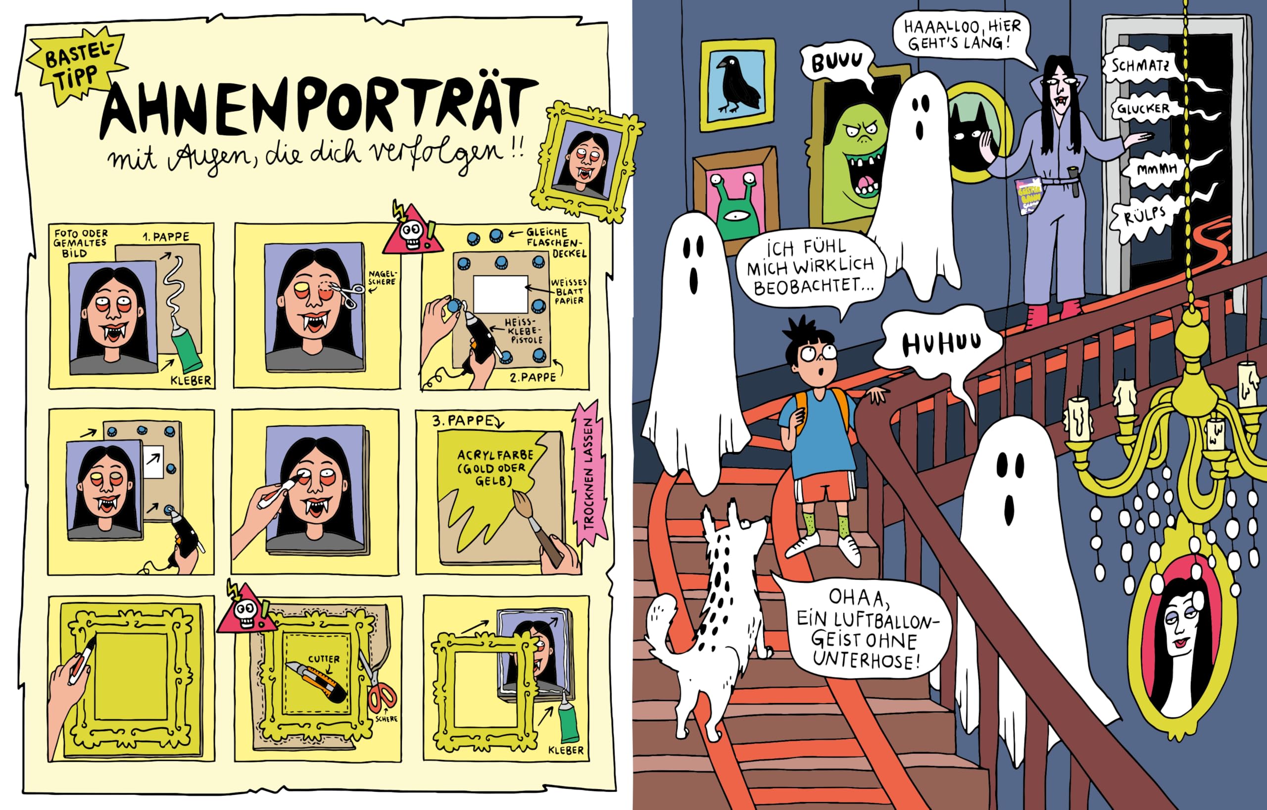 Schrecklich geheime Geisterbahn-Geheimnisse: Comic & Sachinfos & DIY-Ideen | Cover leuchtet im Dunkeln | Gruselspaß ab 5 Jahren