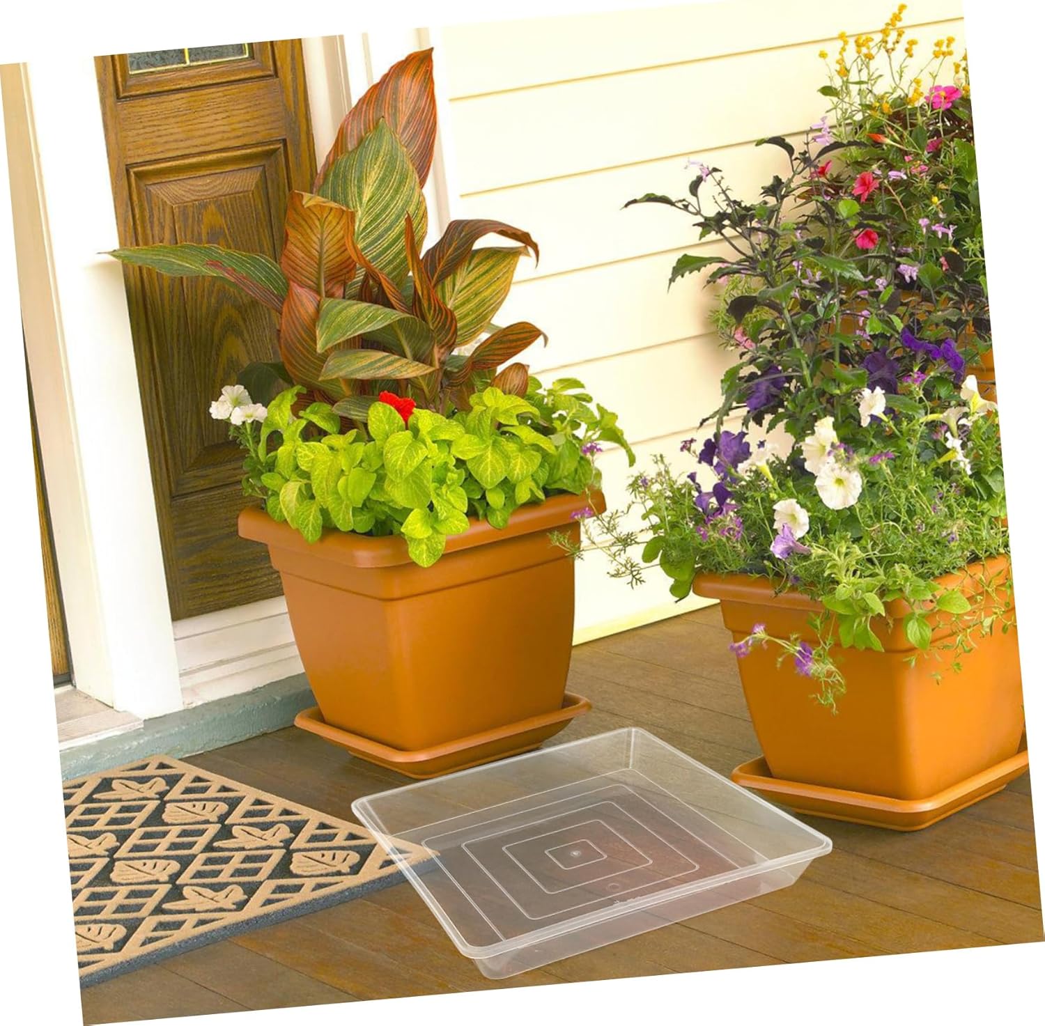 2pcs Clear Plastic Planter Drip Trays Square Water Catcher for Indoor and Outdoor Plants Saucer for Hydroponic Pots Multiuse Flower Pot Bases