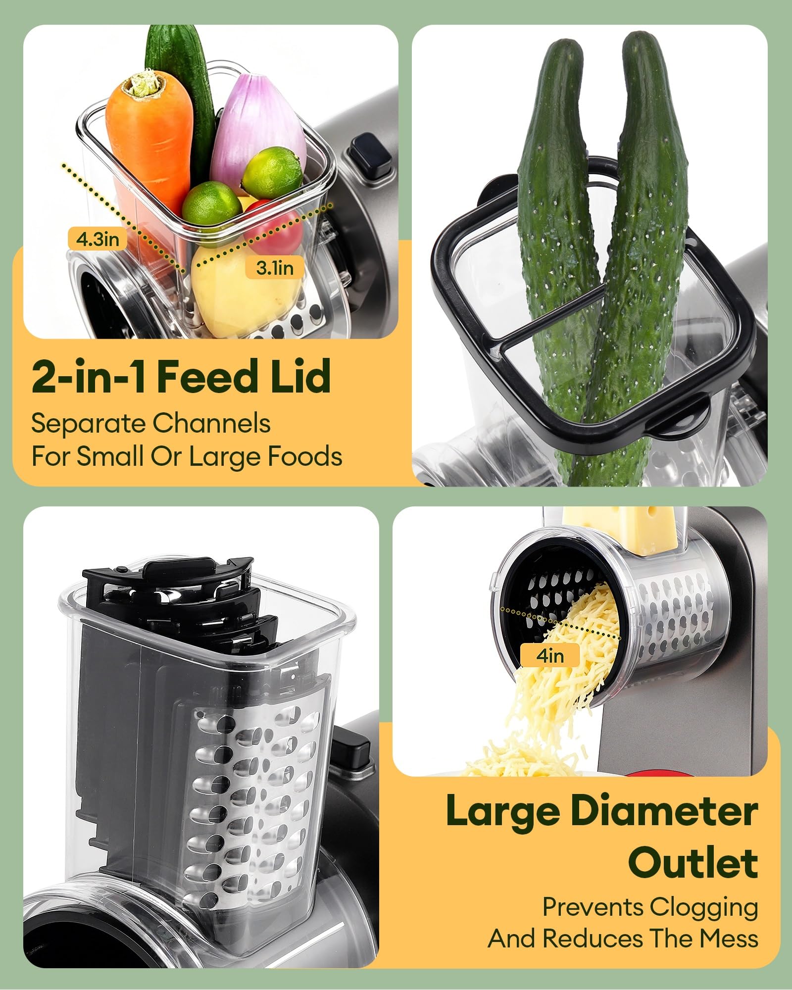 Grattugia elettrica 7 in 1 con motore da 300 W, affettatrice multifunzione per frutta, lame intercambiabili e scatola portaoggetti, per patate intere