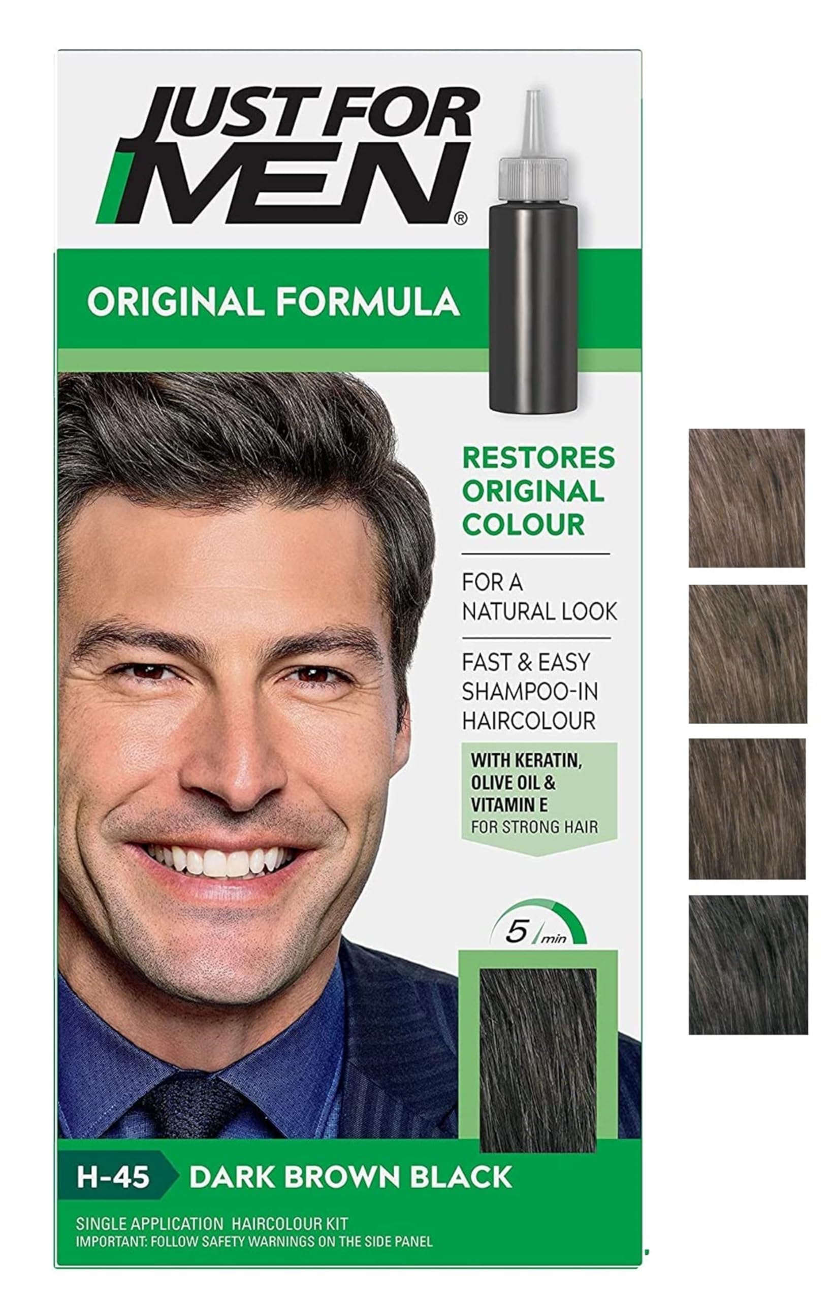 3x Just For Men H45 Dark Brown Black Original Formula Shampoo in Haircolour Dye