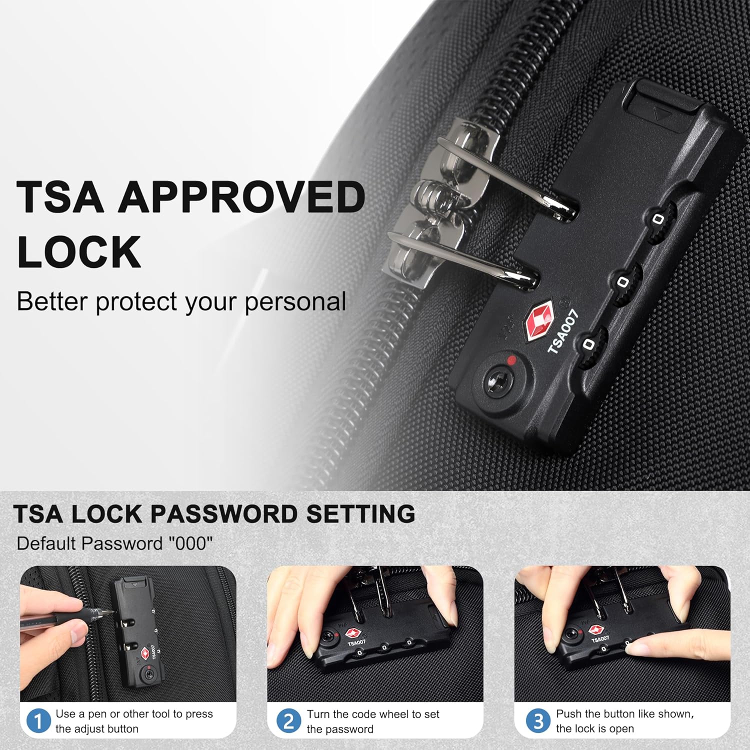 POSO Vacuum Backpack Travel, 60L Expandable Vacuum Seal Backpack with Pump, fit 17'' Laptop Backpack, TSA Lock Carry-On Airback Travel Backpack with Detachable Compression Airbag- Black - Image 7