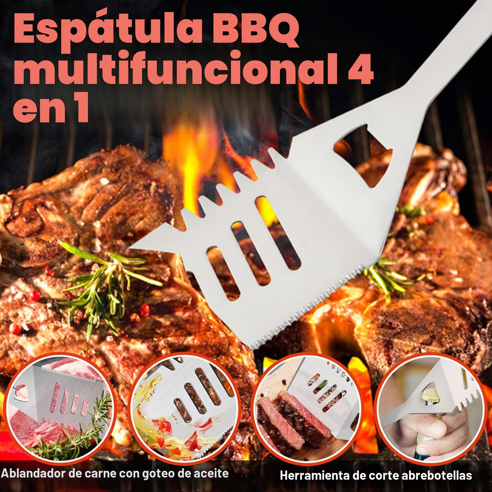 Kit Barbacoa 34 Piezas, Utensilios de Acero Inoxidable, Accesorios de Barbacoa, con Bolsa de Almacenamiento y Mantas, Regalo para Hombres, para Fiestas de Campamento al Aire Libre