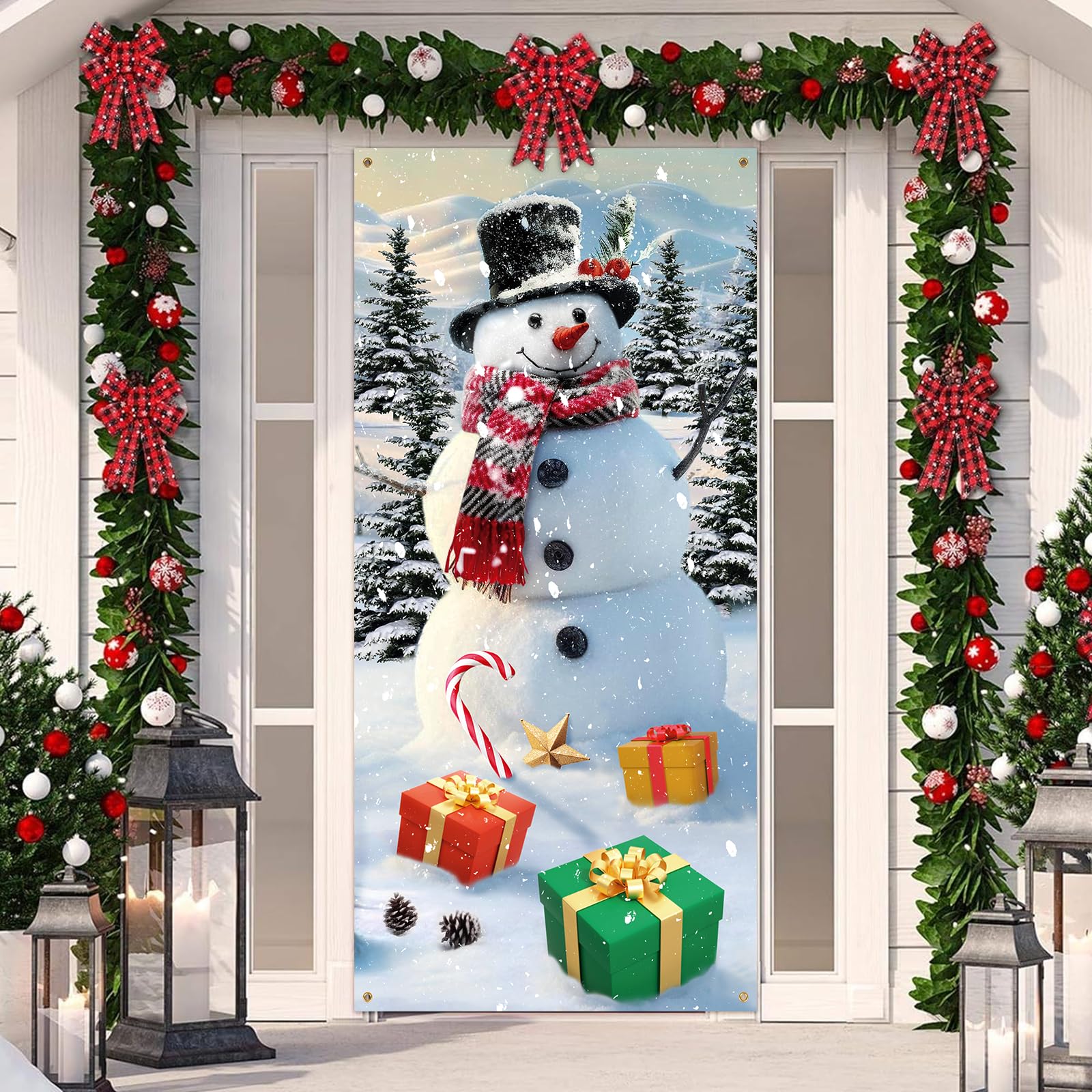 Christmas Indoor Cover Snowman Decoration Merry Christmas Backdrop Post Large Winter Snowman Backdrop for Indoor Outside Front Outdoor Xmas Party