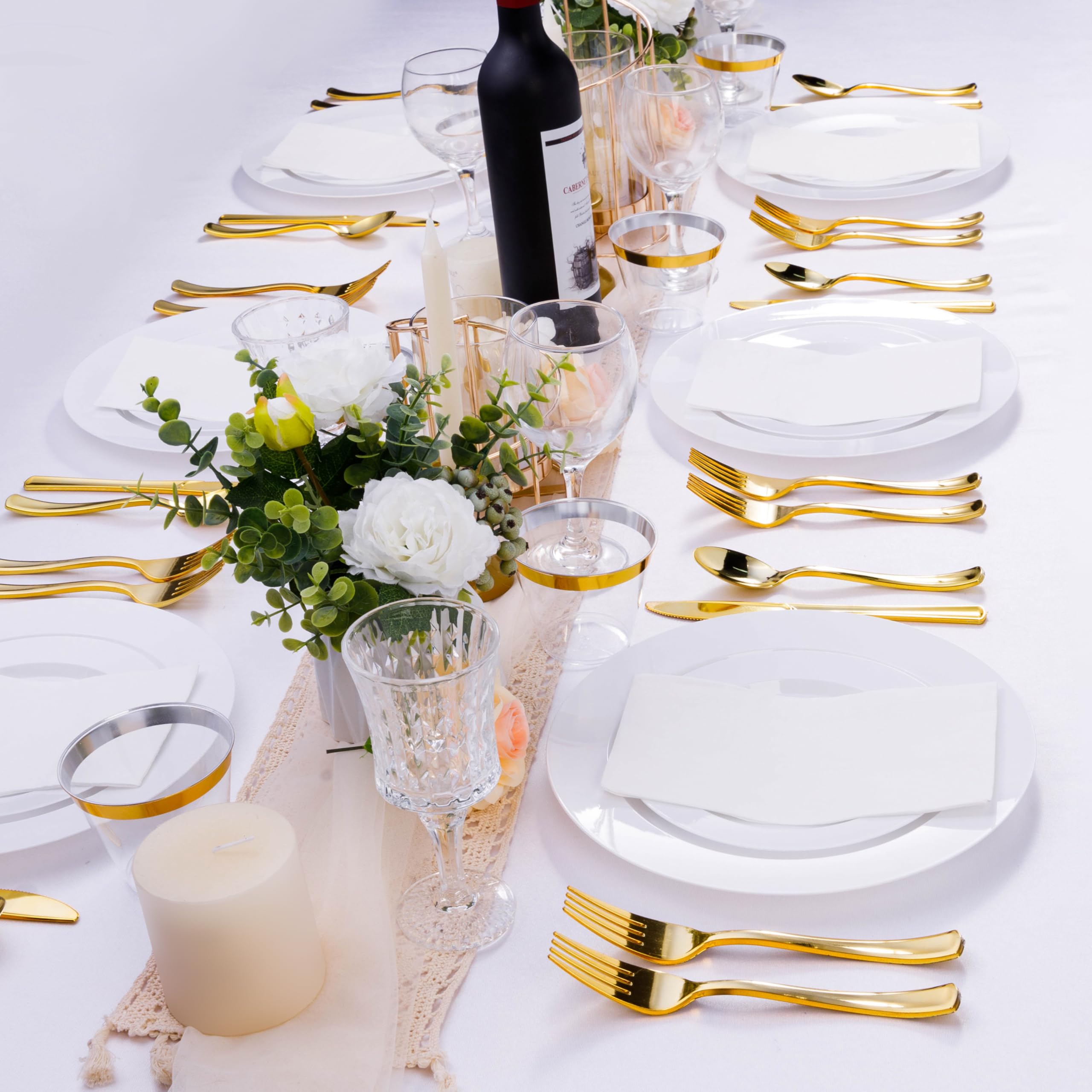White Plastic Plates - 100 Pack for Parties & Events -3