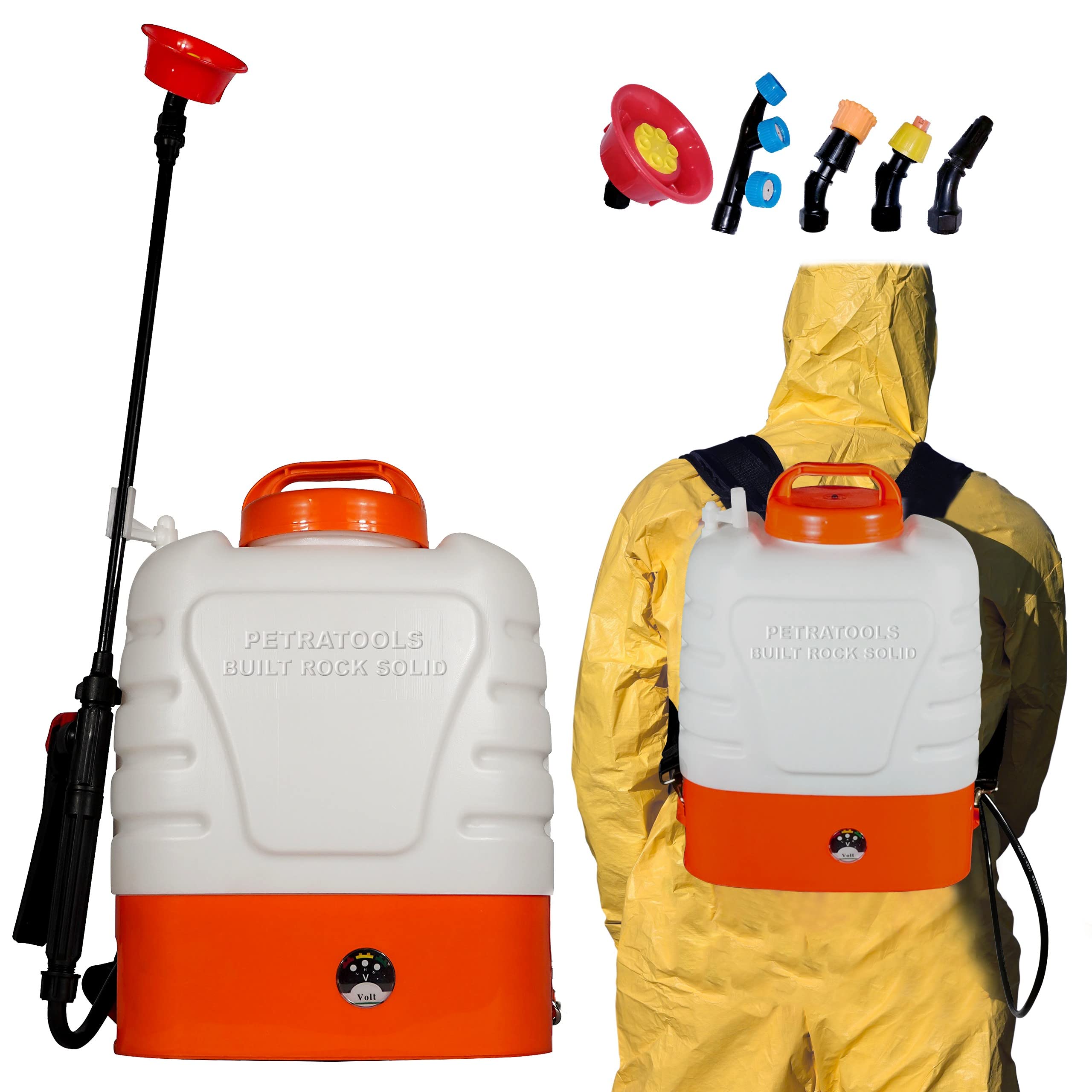 PetraTools Battery Powered Backpack Sprayer - Compact Lawn Sprayers in Lawn and Garden Professional Electric Sprayer, 2-Gallon Battery Powered Sprayer, Multiple Nozzles & Ultra Life Battery - HD2000