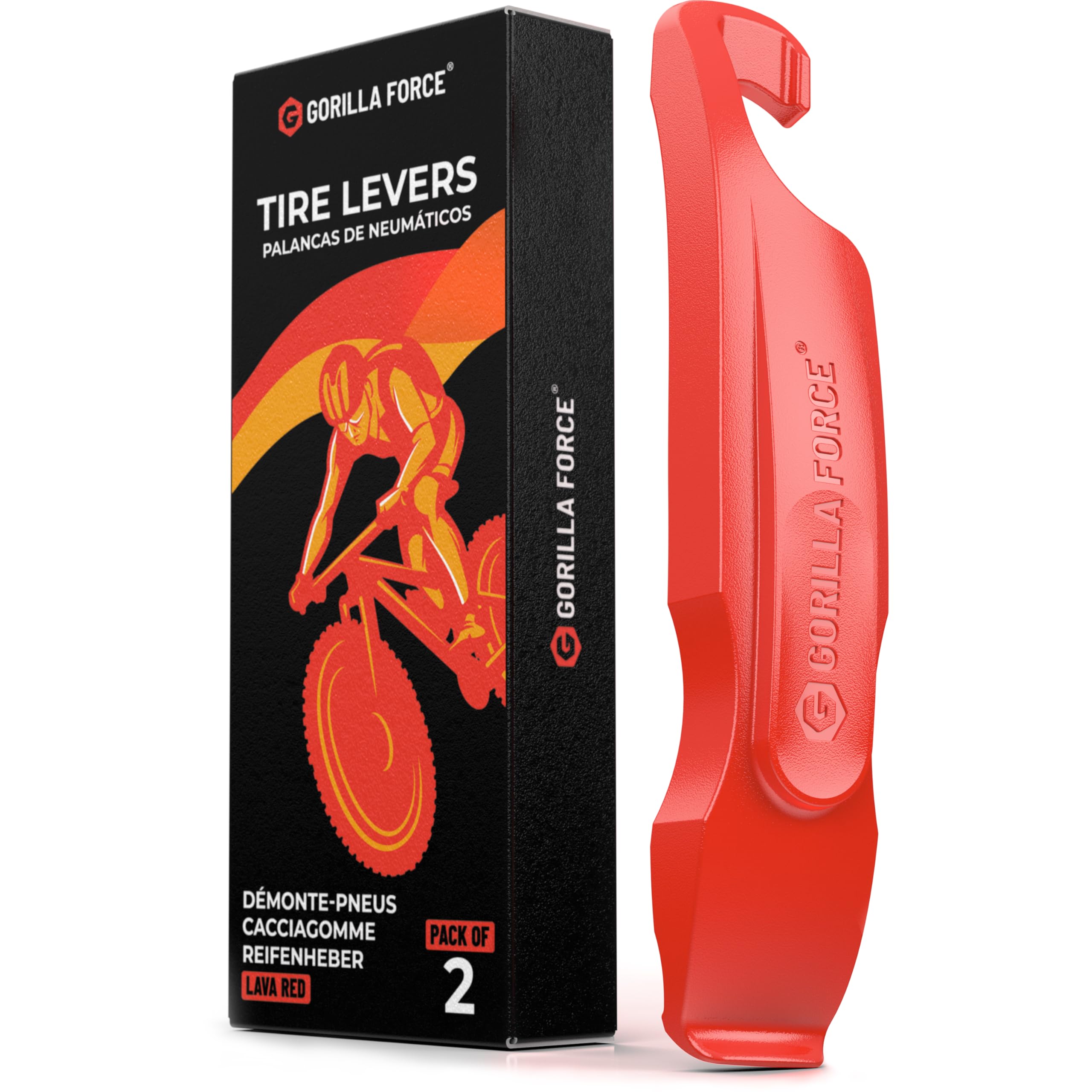 Gorilla Force Ultra Strong Bike Tire Levers | 2 Pack | Lava Red